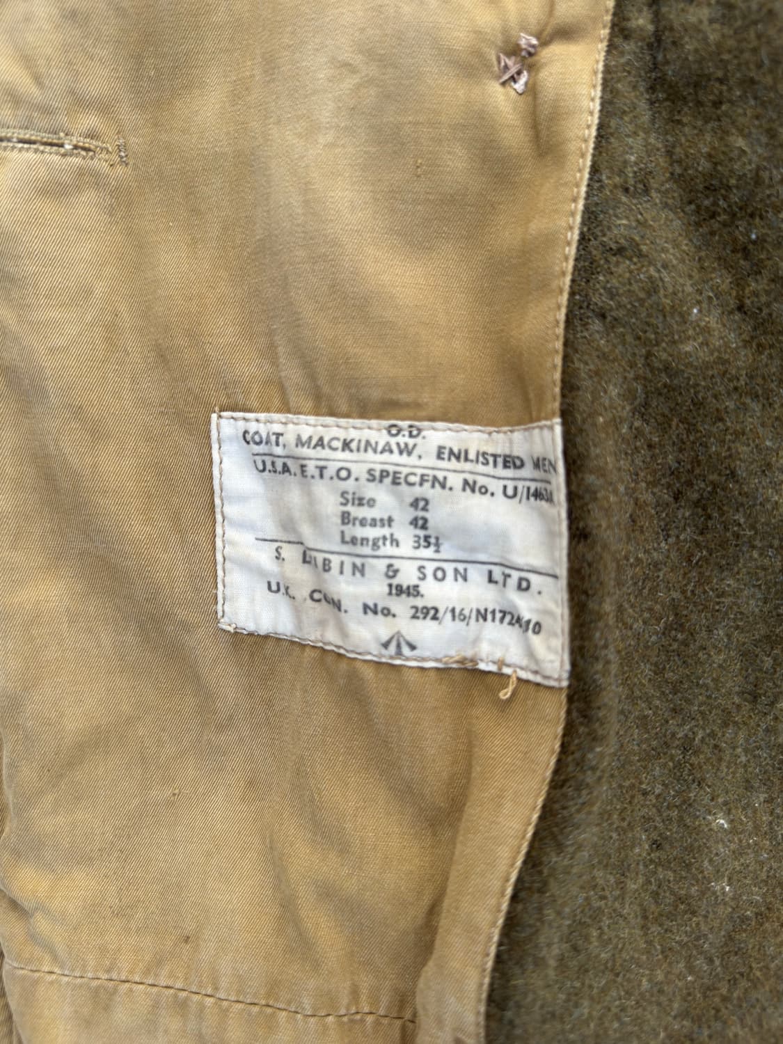 40s mackinaw coat 3rd enlisted (42) 상품이미지7