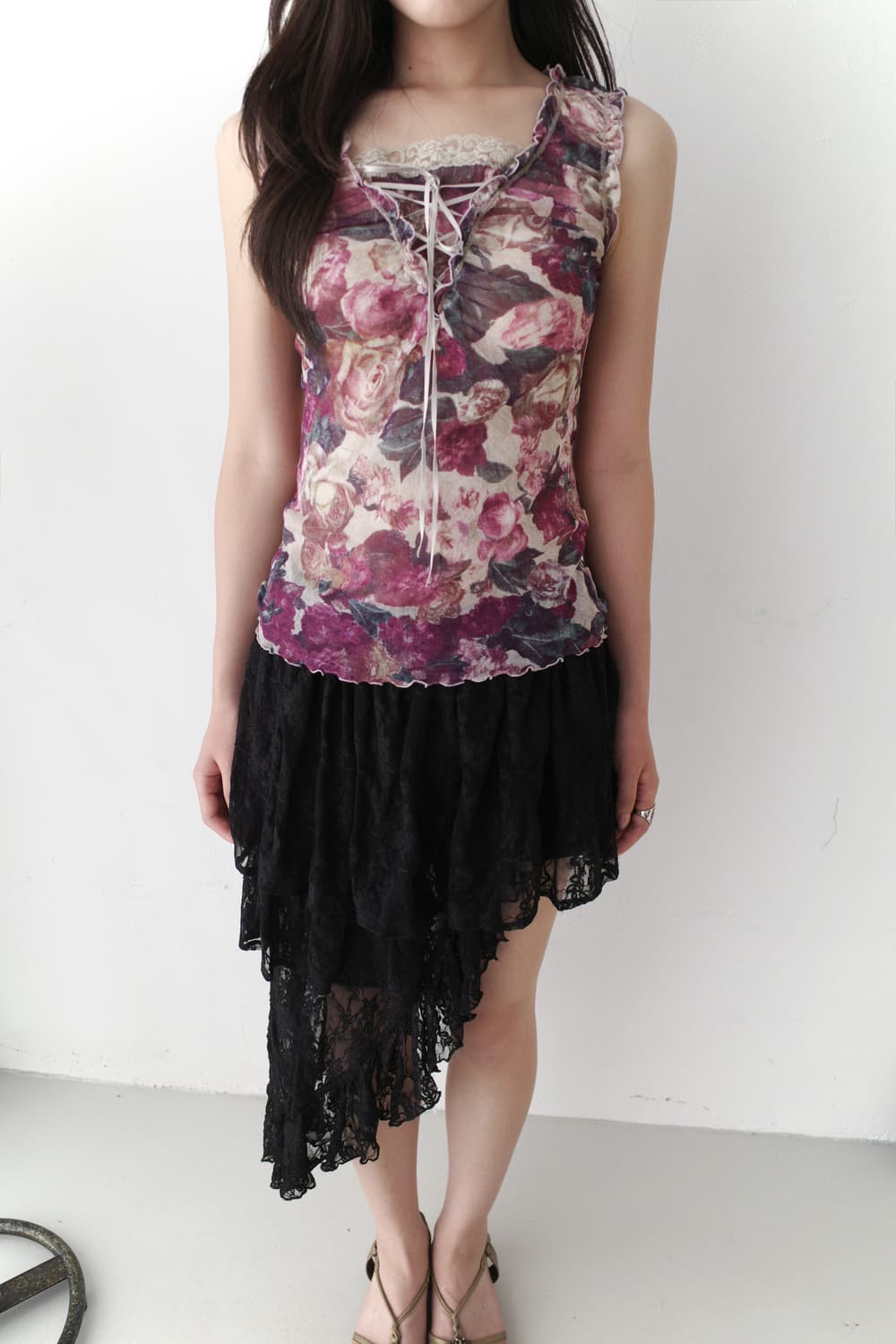 unbalanced lace skirt  상품이미지5