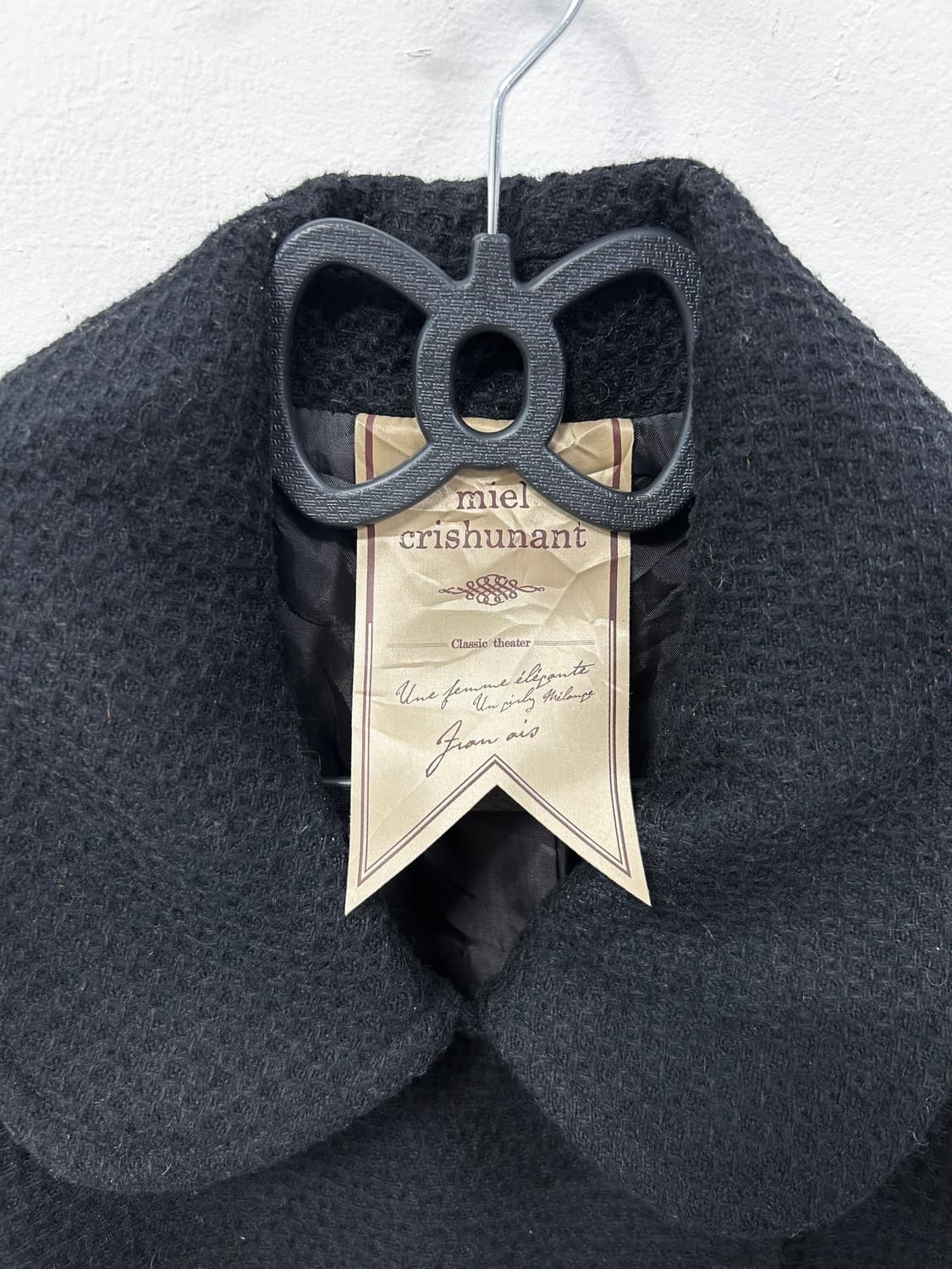 [MIEL] 도쿄걸 너드 블랙 롱코트 상품이미지9