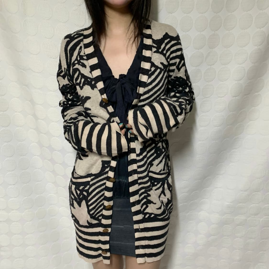 vivienne westwood man 플라워 스트라이프 니트 가디건 상품이미지2