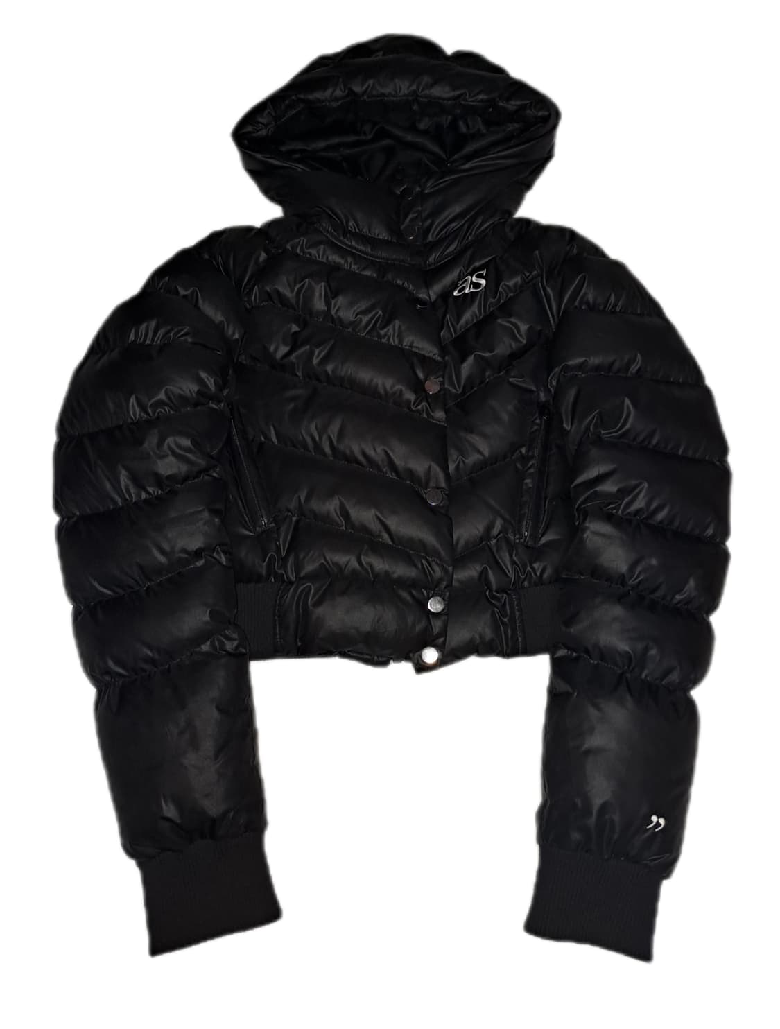 (공홈품절)y2k 애즈온 크롭 숏 푸퍼 자켓 블랙 상품이미지2