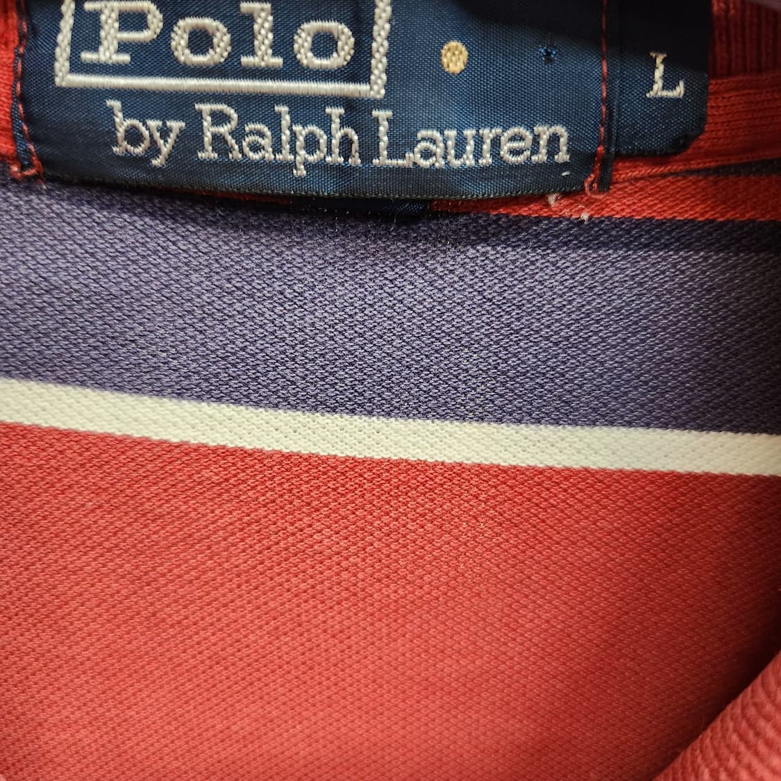 올드스쿨 폴로랄프로렌 로고 스트라이프 반팔카라 L(L) 상품이미지5