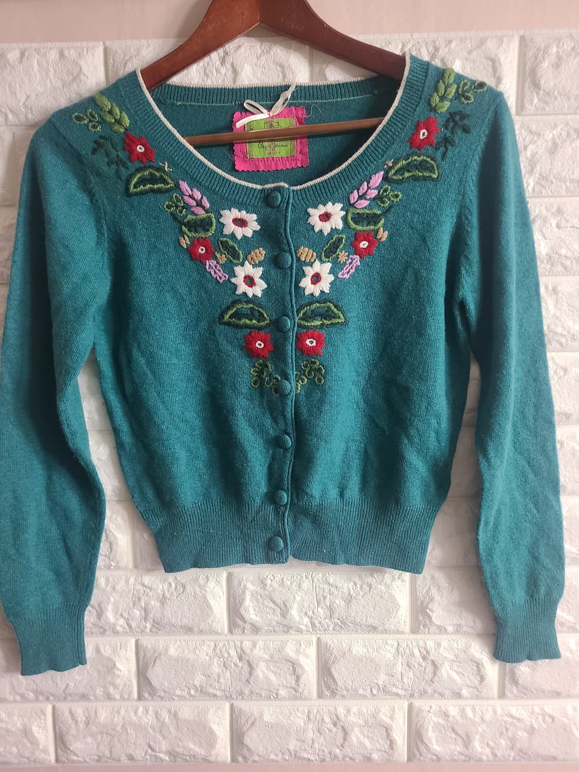 [수#]페페진스 꽃 자수 가디건 터키색(55) 상품이미지1