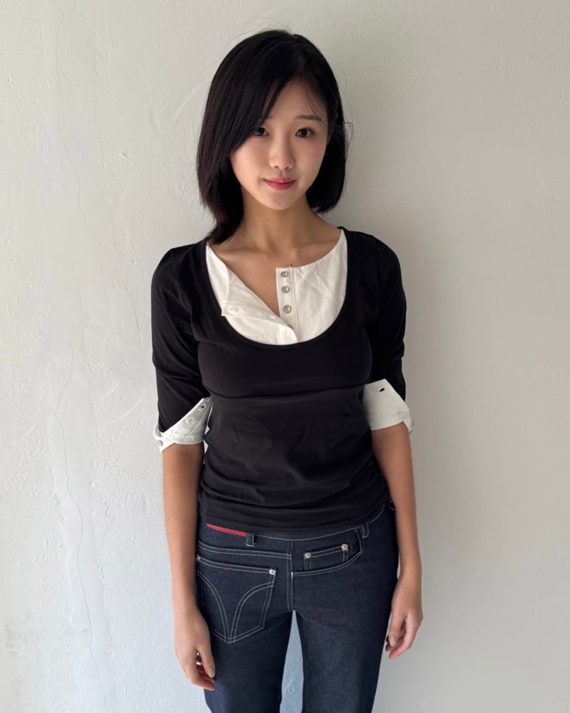 인앤양 레이어드 탑 블랙 상품이미지1