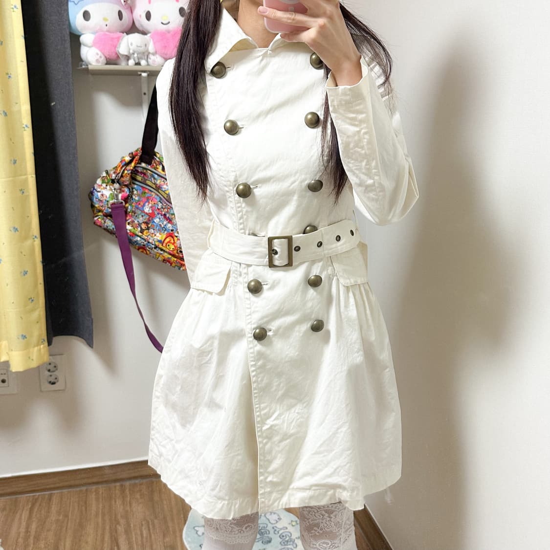 빈티지 화이트 금장 벨트 코트 오네갸루 달천깔 코이세이오깔 히메갸루 로걀 상품이미지1