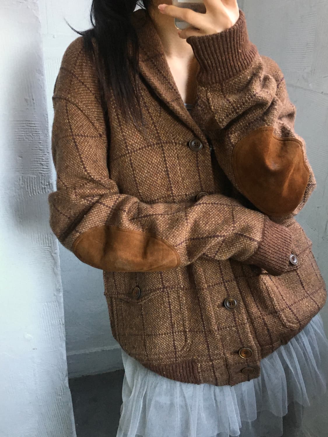 폴로랄프로렌 헤비 울 브라운 체크 가디건 자켓 상품이미지2