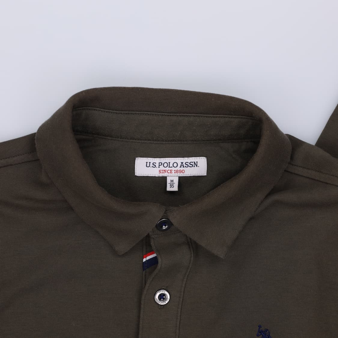 [95] US 폴로 기모 피케 긴팔 카라 티셔츠 카키 3877 상품이미지5