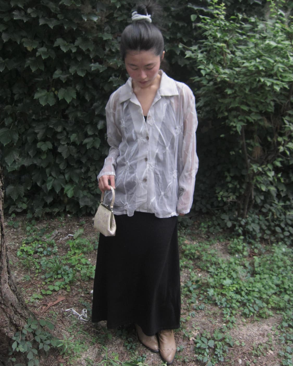vintage flower see-through shirt 상품이미지5