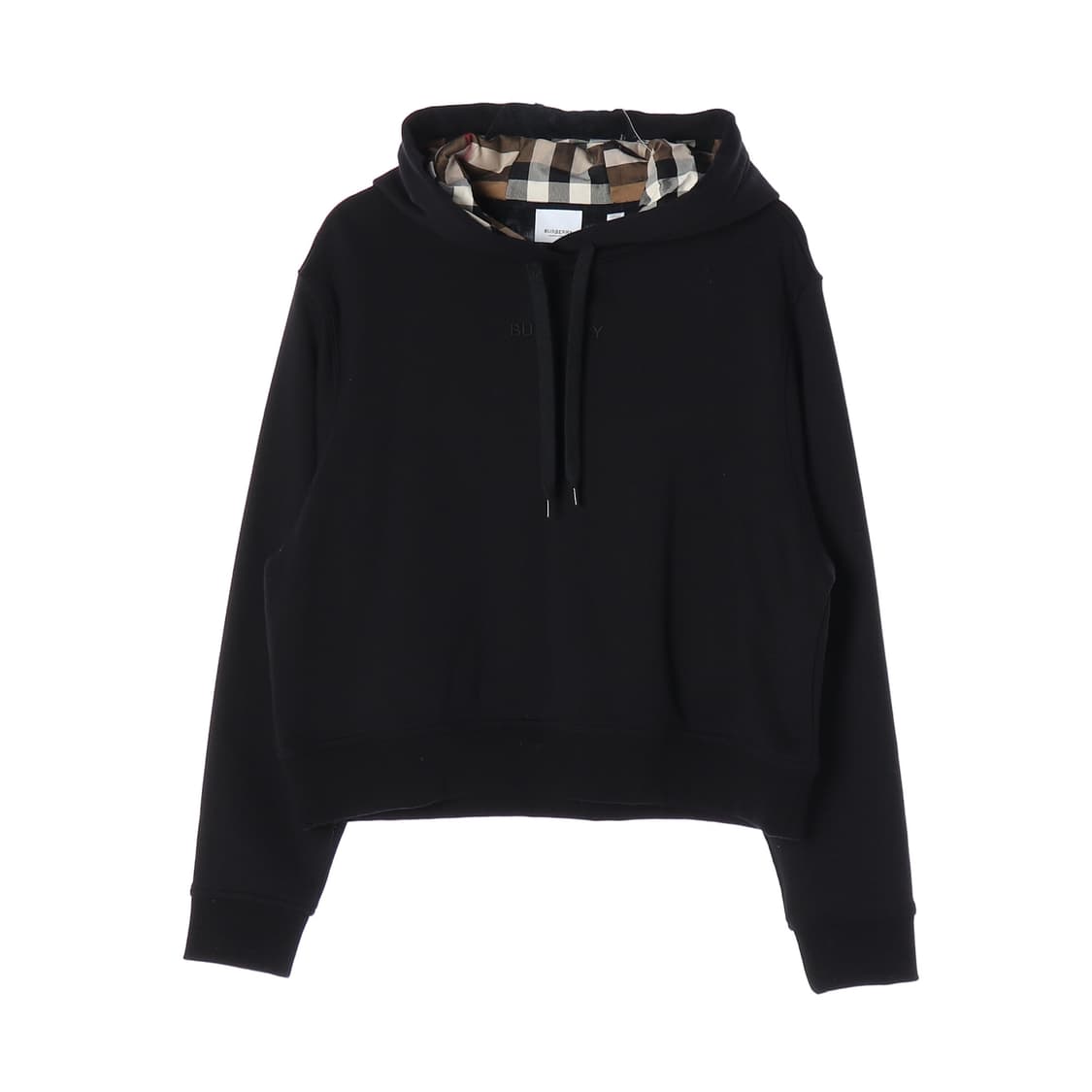버버리 블랙 로고 자수 체크 후드 후디 후드티 M
 상품이미지1