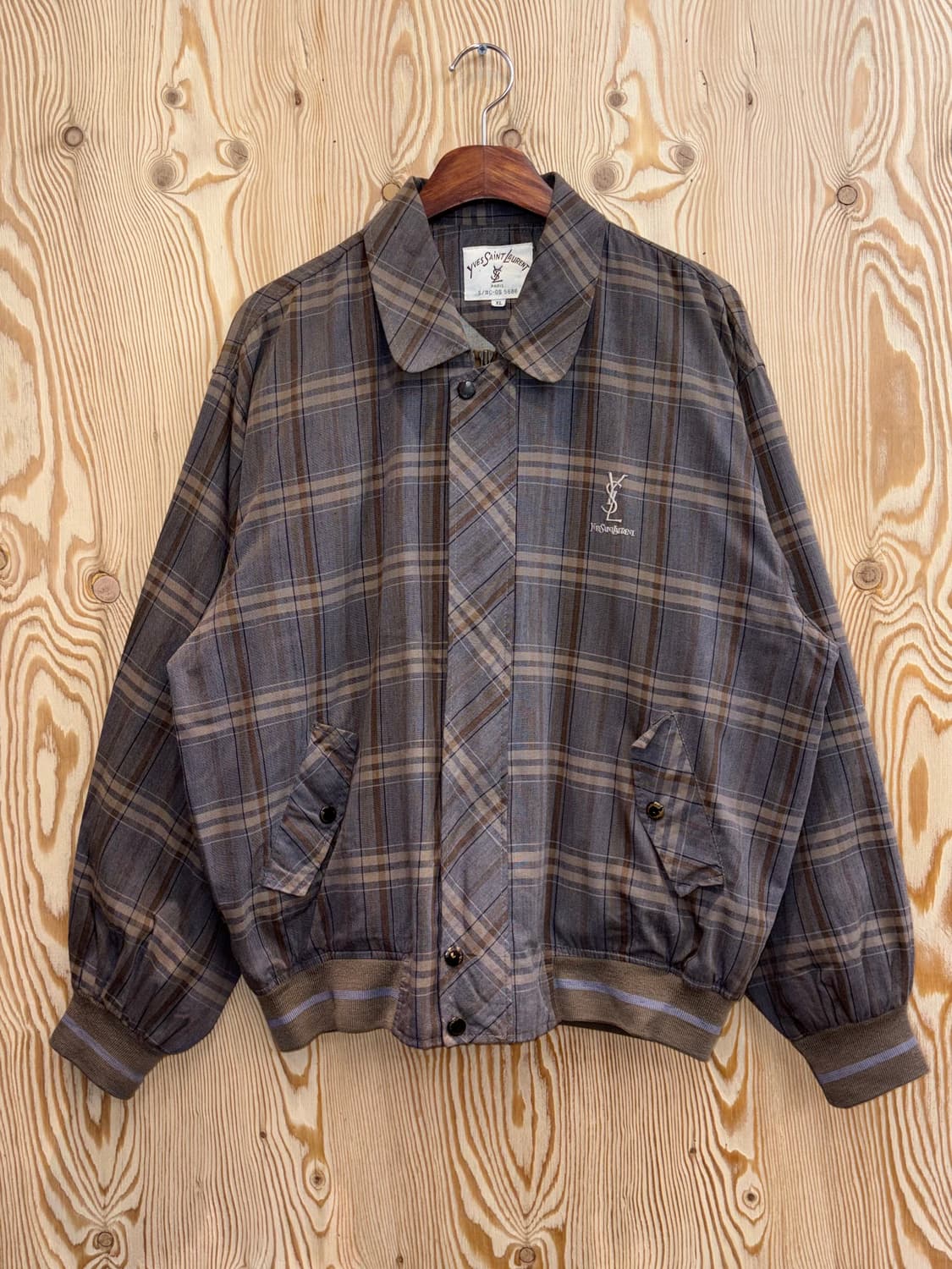 입생로랑 체크 해링턴 자켓 상품이미지1