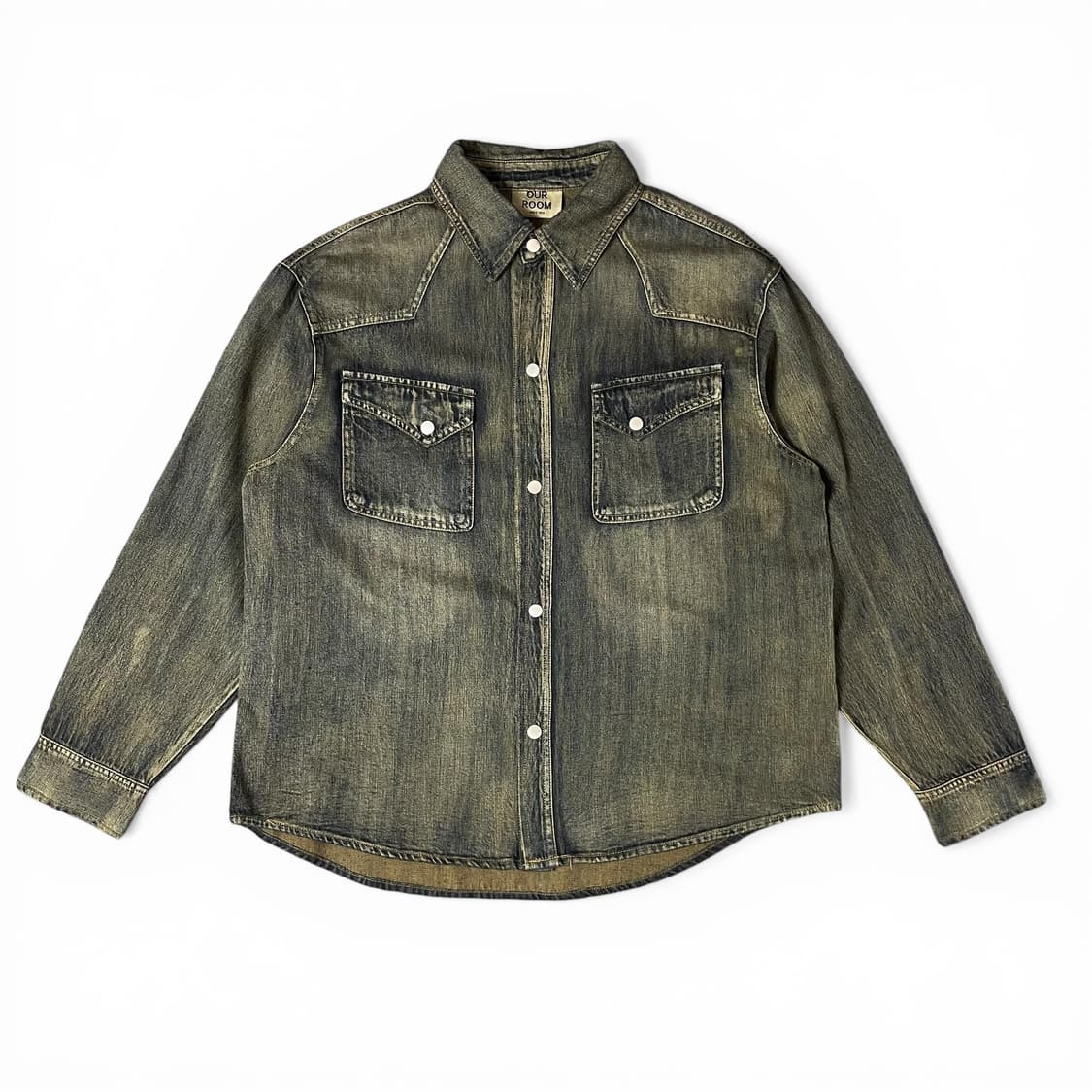 OUR ROOM 딥워싱 투포켓 데님 긴팔 셔츠 상품이미지1