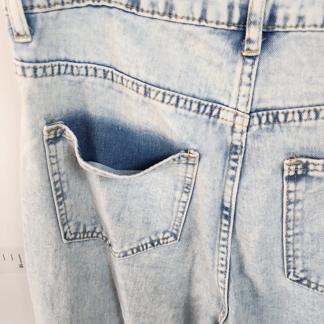 SHEIN 체리 자수 워싱 데님 와이드 팬츠 상품이미지4