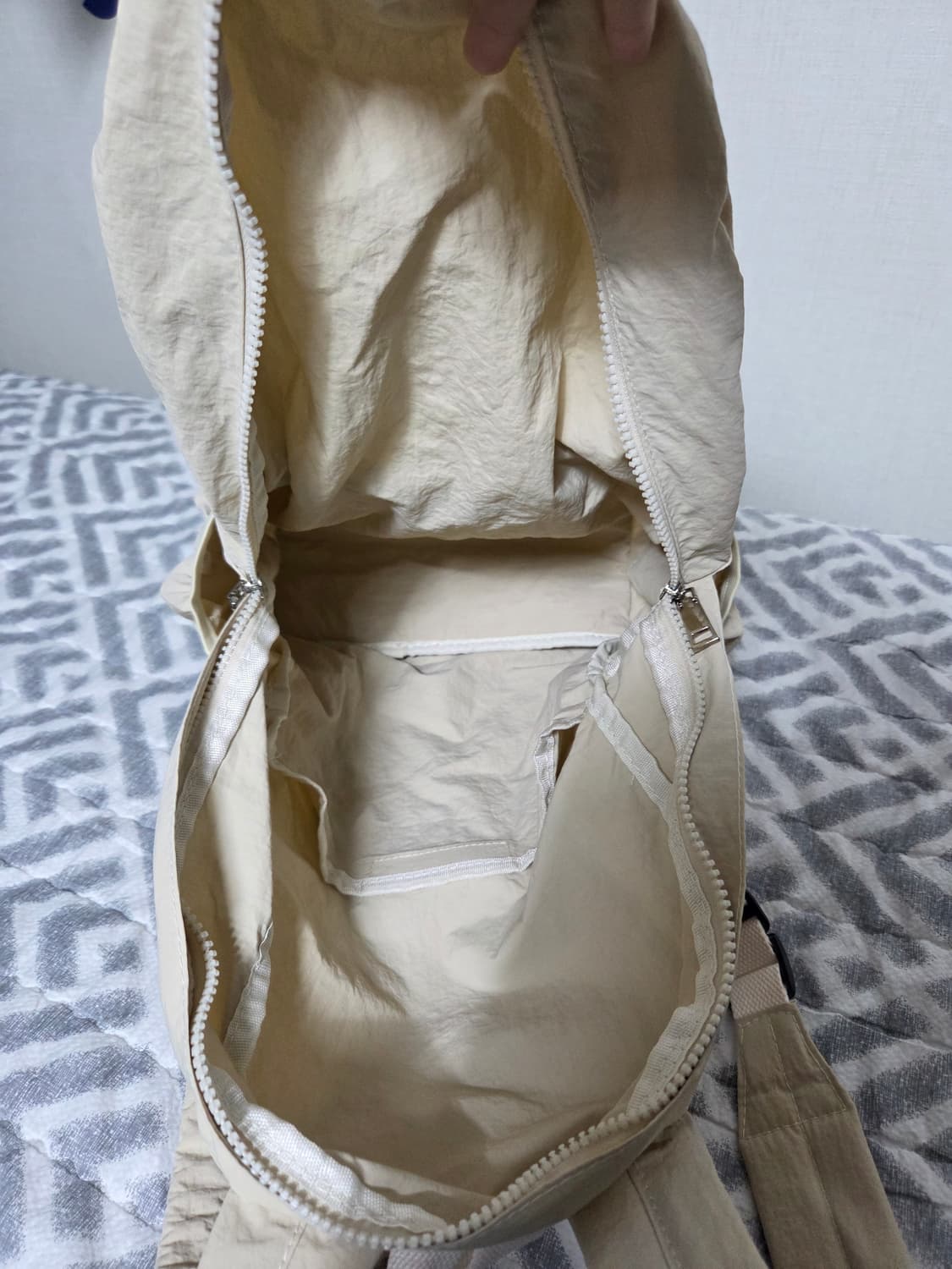 위베이지크 다담아 스트링 셔링 워싱 아이보리 백팩 가방 상품이미지6