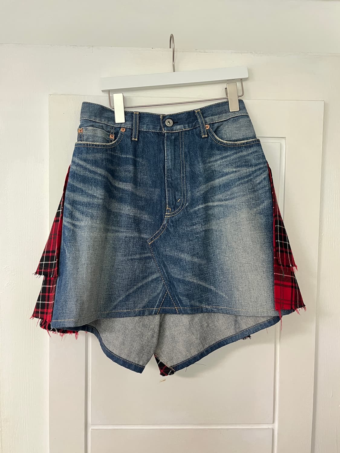 준야와타나베 꼼데가르송 체크 데님 스커트 상품이미지4