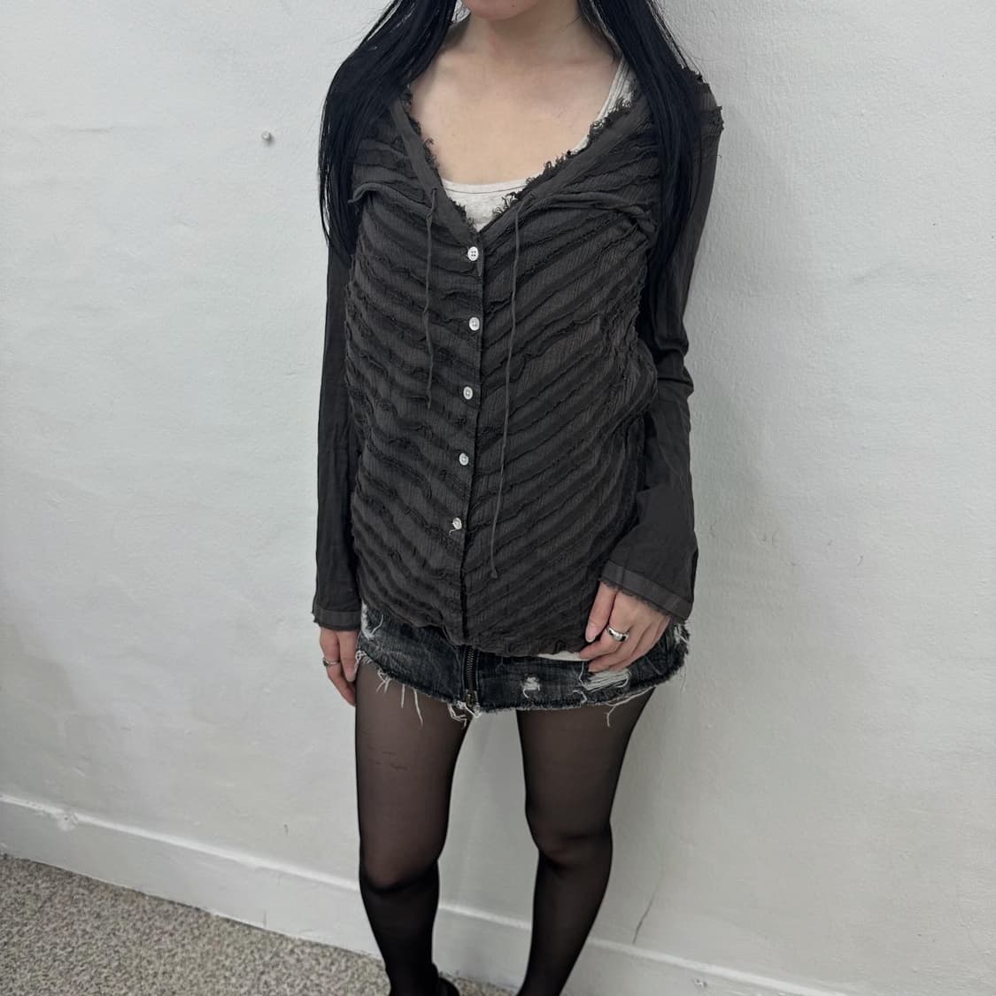 Y2K textured detail button-up jacket 상품이미지2