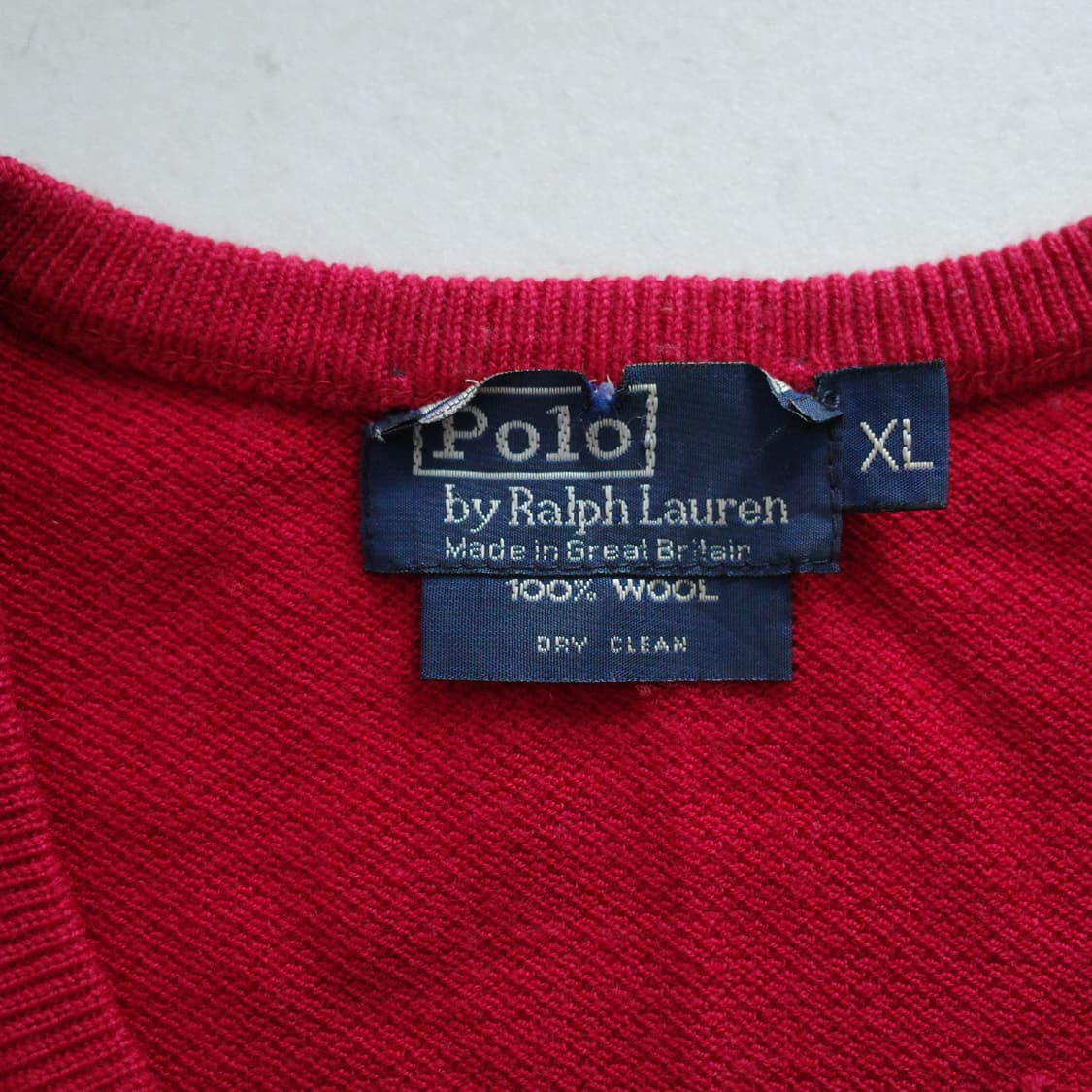 80s [영국산] 폴로 랄프로렌 울 니트 XL 브이넥 빅스트라이프 상품이미지2