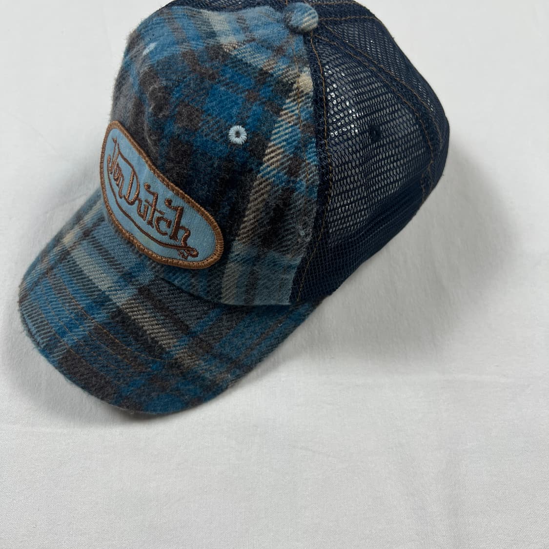 본더치 von dutch 로고 플란넬 체크 메쉬 스냅 캡 모자 상품이미지2