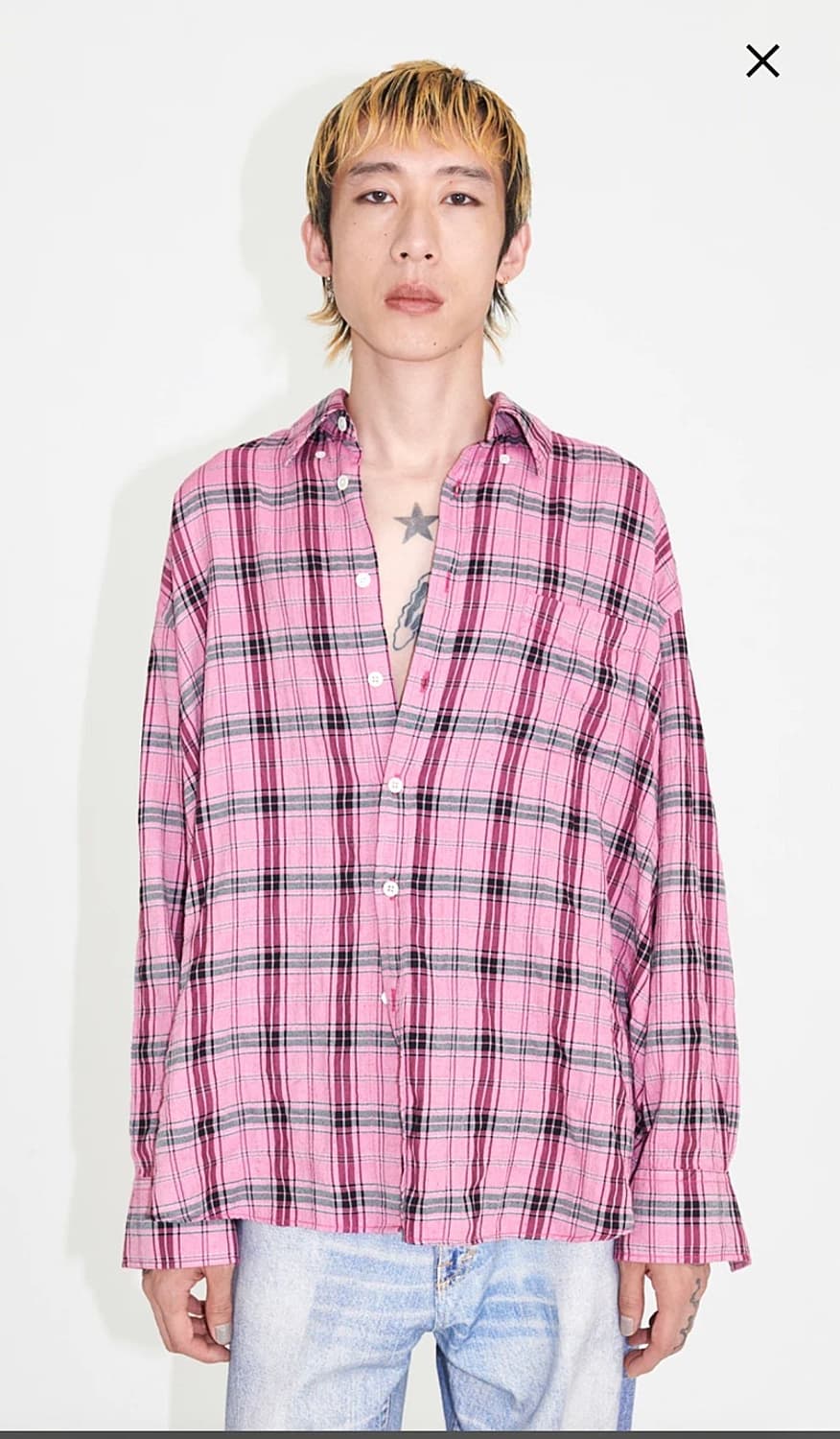 아워레가시 버로우드셔츠 체크 핑크 48 상품이미지1
