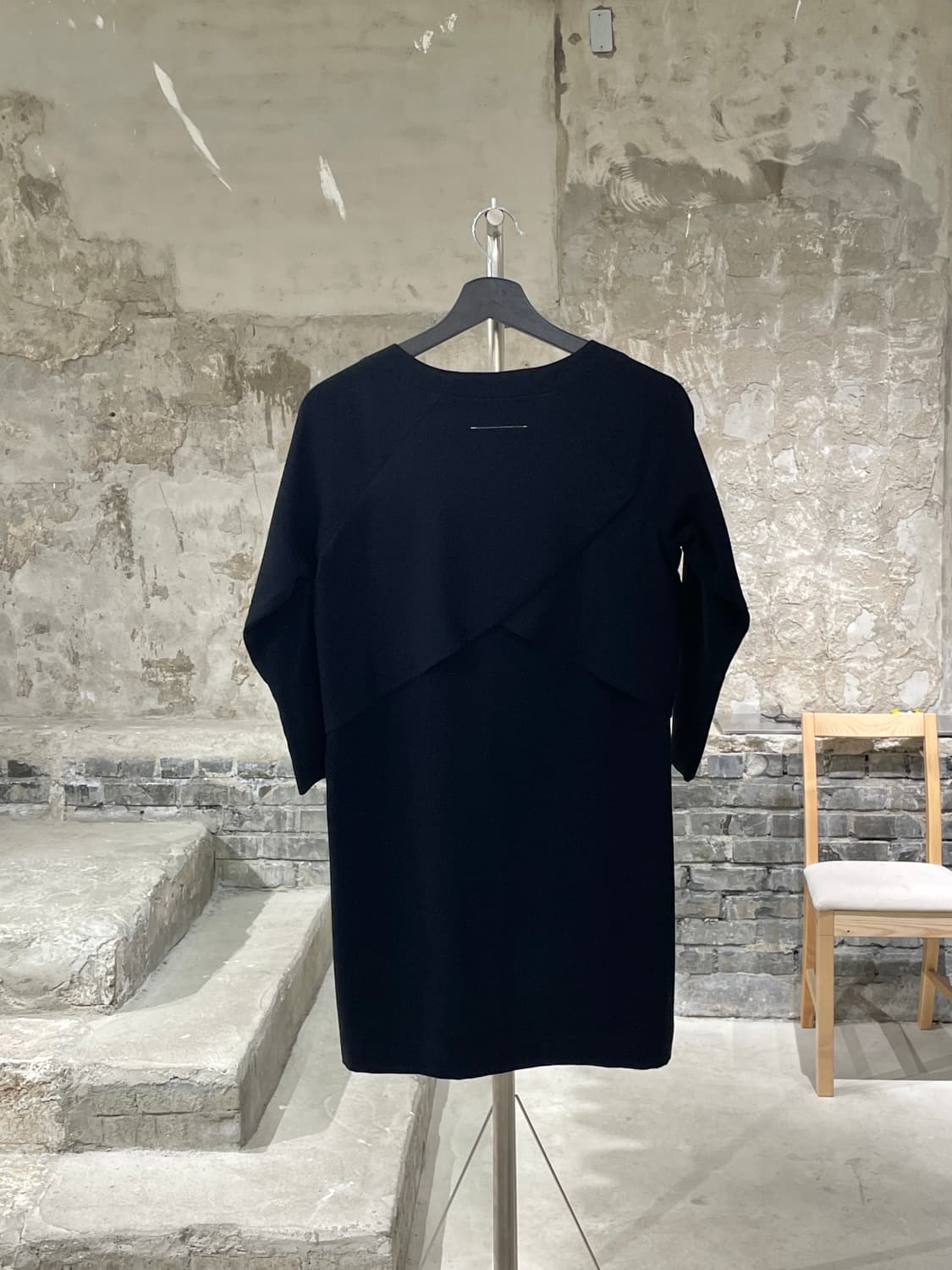 mm6 메종 마르지엘라 블랙 백스티치 3/4 슬리브 폴리에스터 미니원피스 상품이미지6