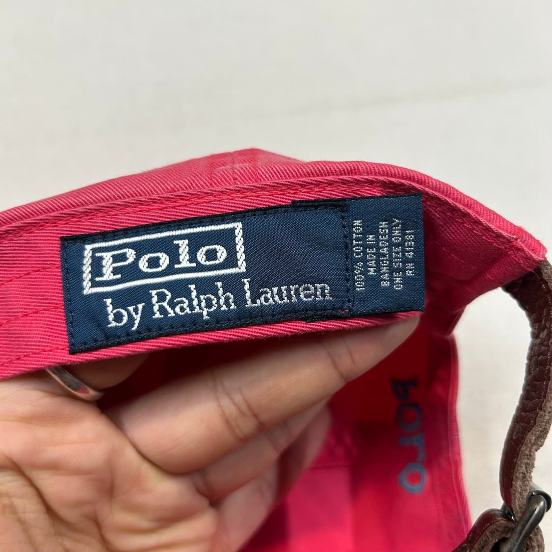 폴로 랄프로렌 핑크 볼캡 모자 가죽스트랩 정품 상품이미지8
