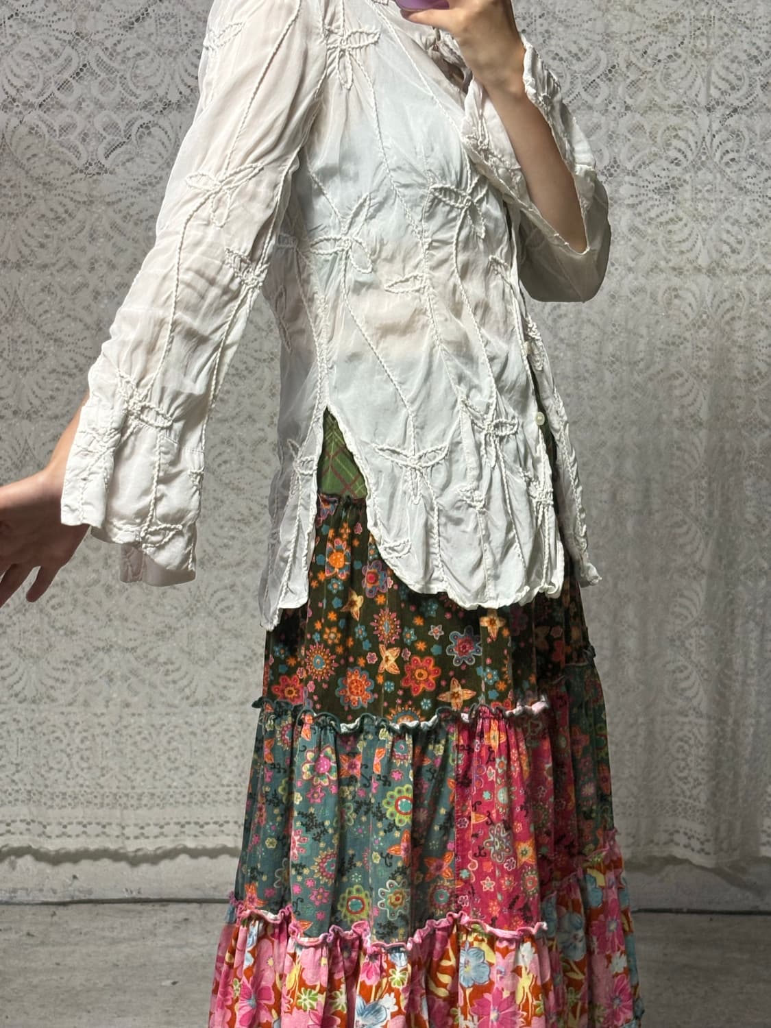 리본 스티치 러플 셔츠 상품이미지3