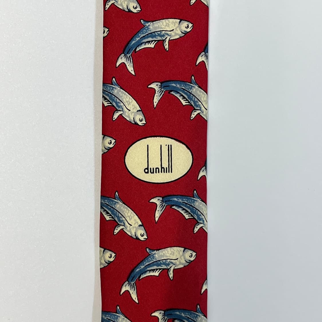 정품 명품 던힐 넥타이 9.5cm 레드 컬러 물고기 상품이미지6