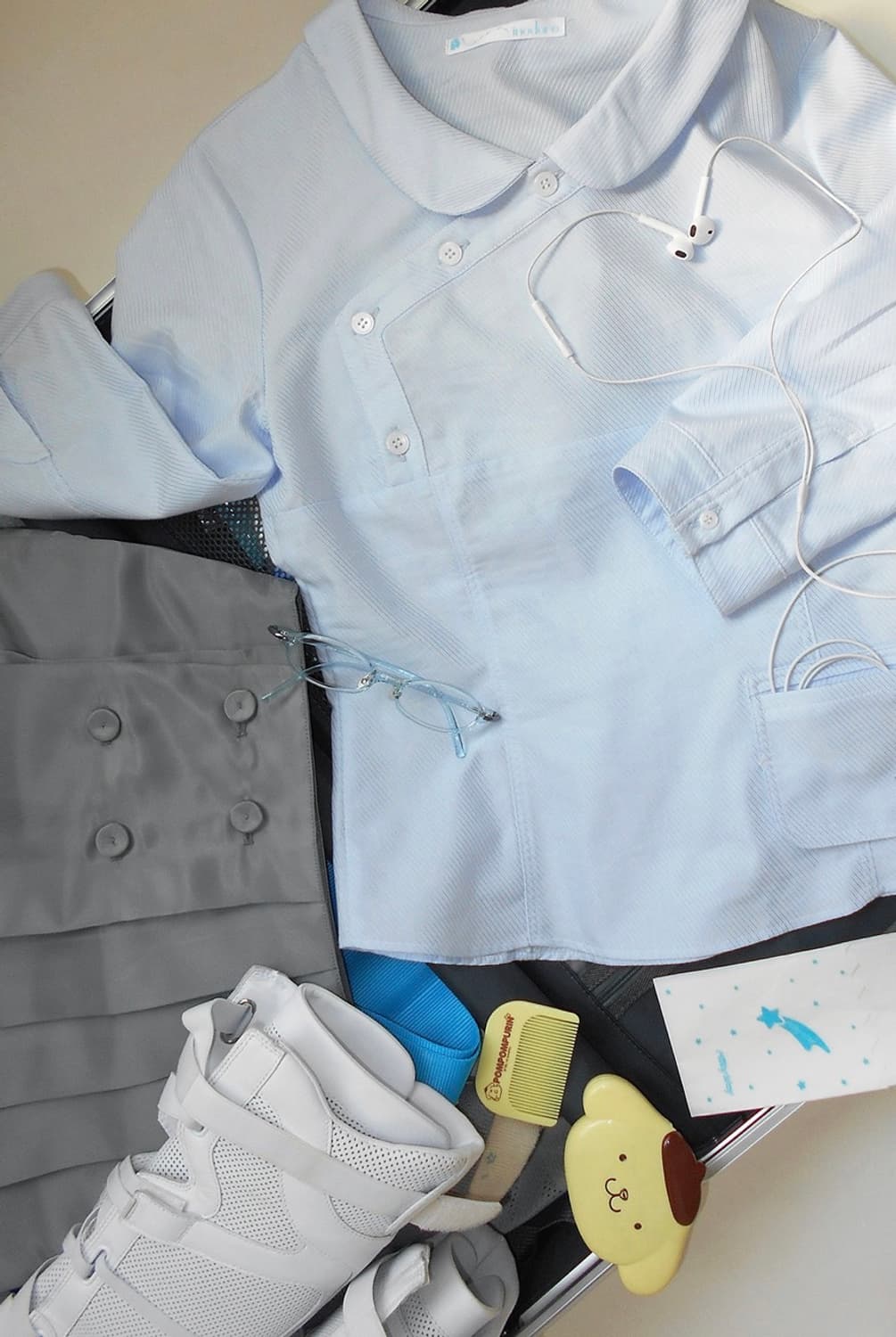 인오도르 SILKY SIDE BUTTON SHIRT BABY BLUE 상품이미지3