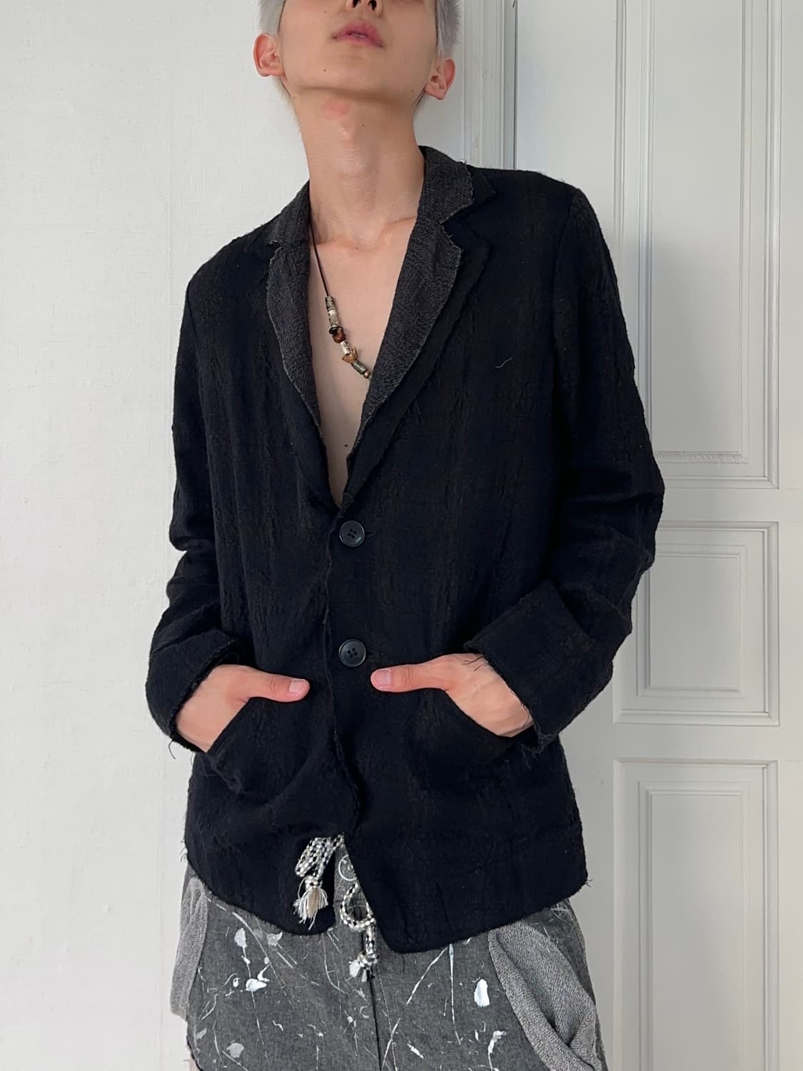 Pas de Calais 카라 레이어드 셔츠 블레이저 상품이미지3