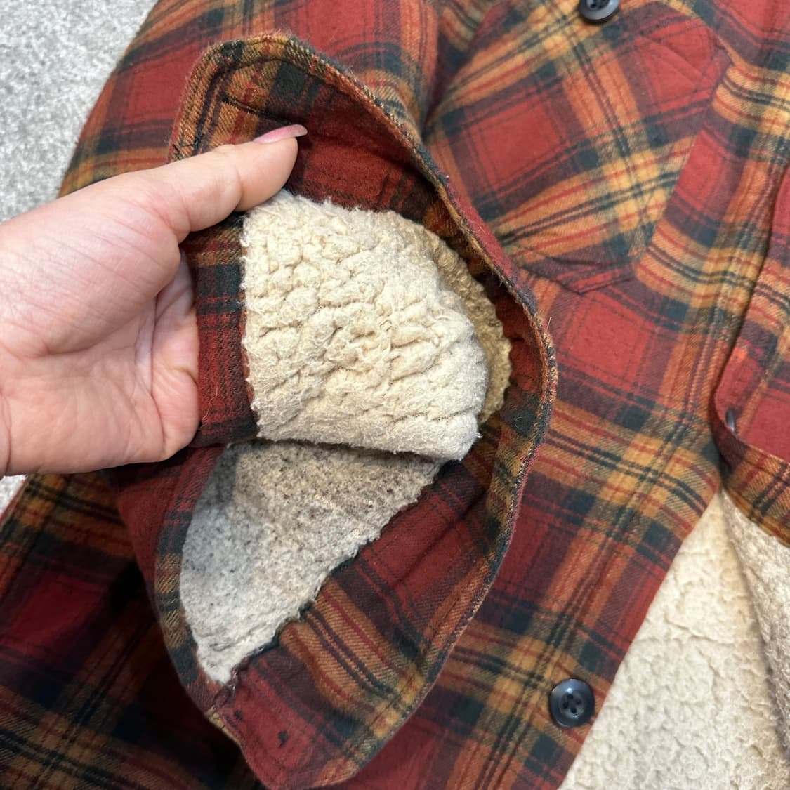 빈티지 브라운 체크 쉐르파 셔츠(자켓)M 상품이미지3