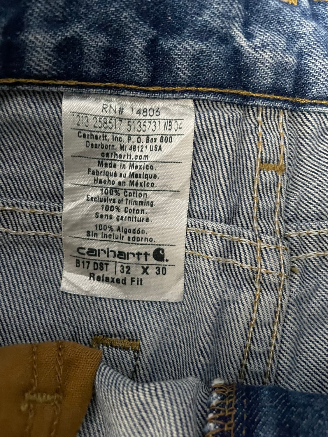 칼하트 B17 데님 32x30 made in mexico 상품이미지6