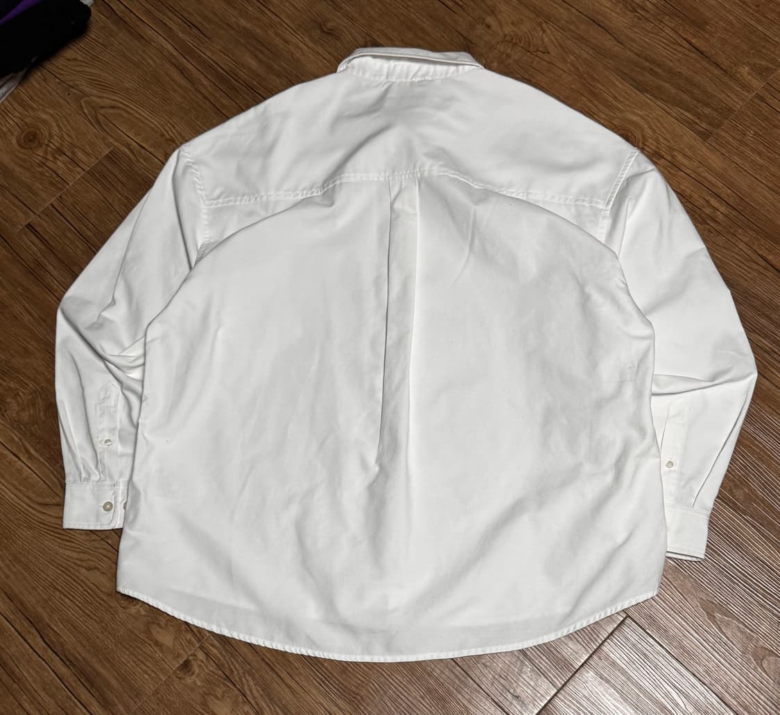 [2XL] 스파오 베어 오버핏 화이트 코튼 셔츠 상품이미지3