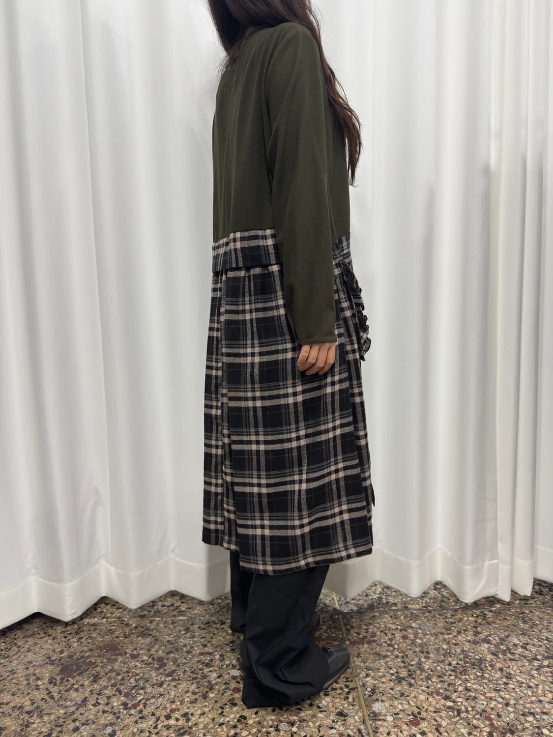 akane check pocket mori onepiece 상품이미지4