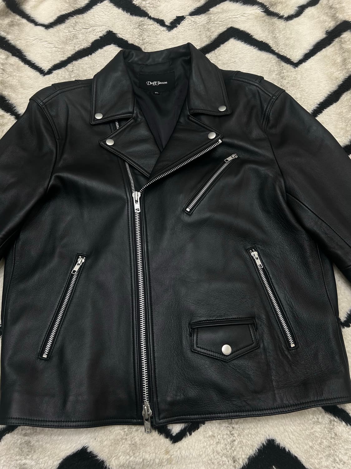 [XL]도프제이슨 램스킨 양가죽 라이더 자켓/블랙 상품이미지4