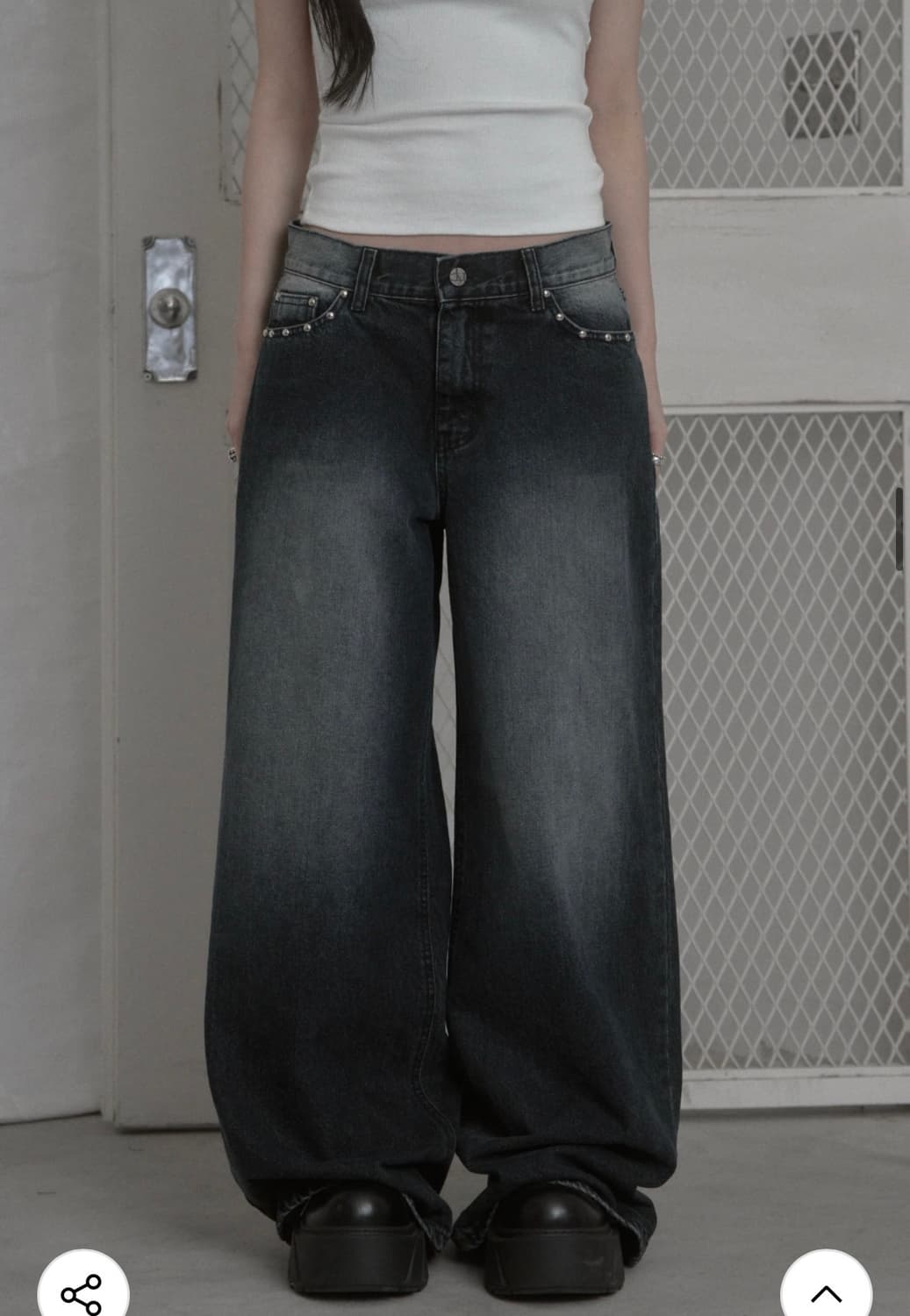 카키포인트 스터드 와이드 데님팬츠 상품이미지3