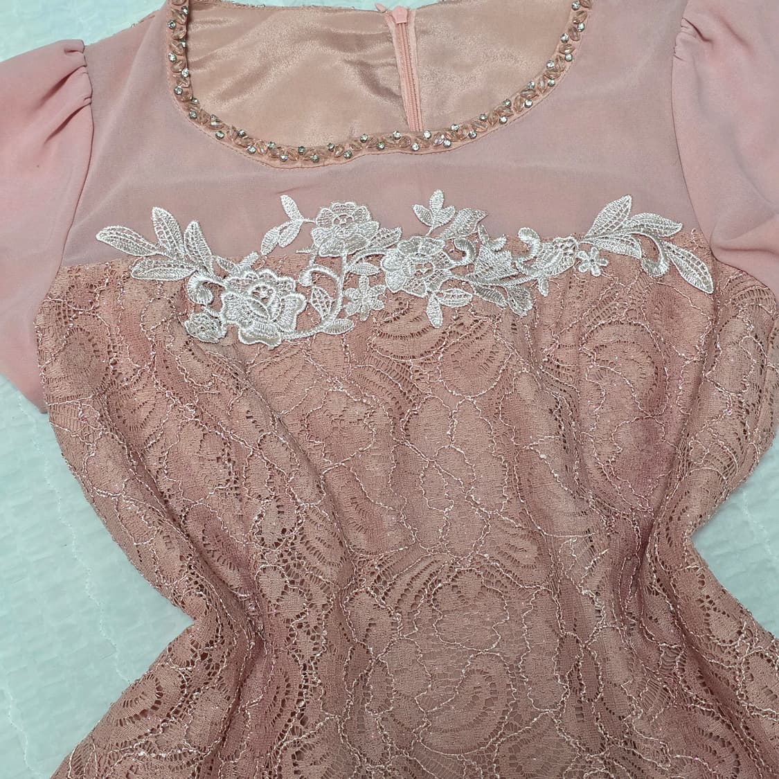 핑크 히메갸루st 플리츠 글리터레이스 원피스 상품이미지5