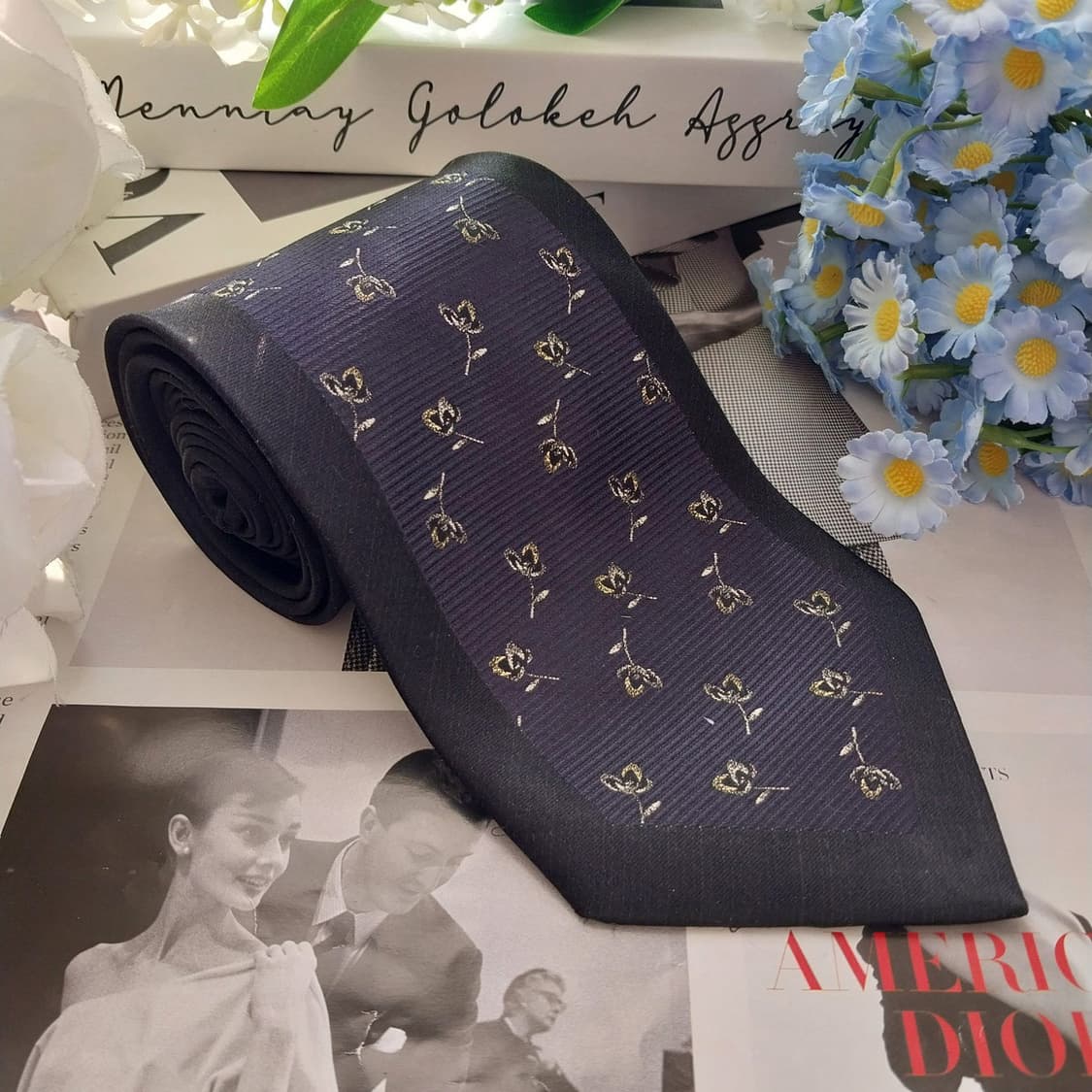 조르지오 첼리니 실크 블랙 플라워 넥타이 9.5cm A+등급 K1751
 상품이미지2