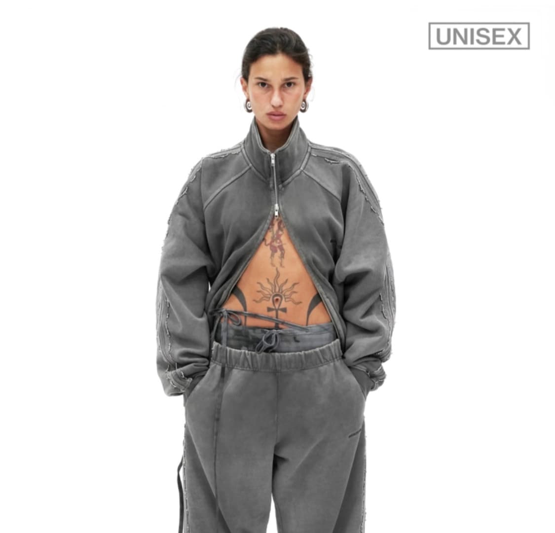 BEADED TRACK JACKET IN PIGMENT grey 상품이미지1