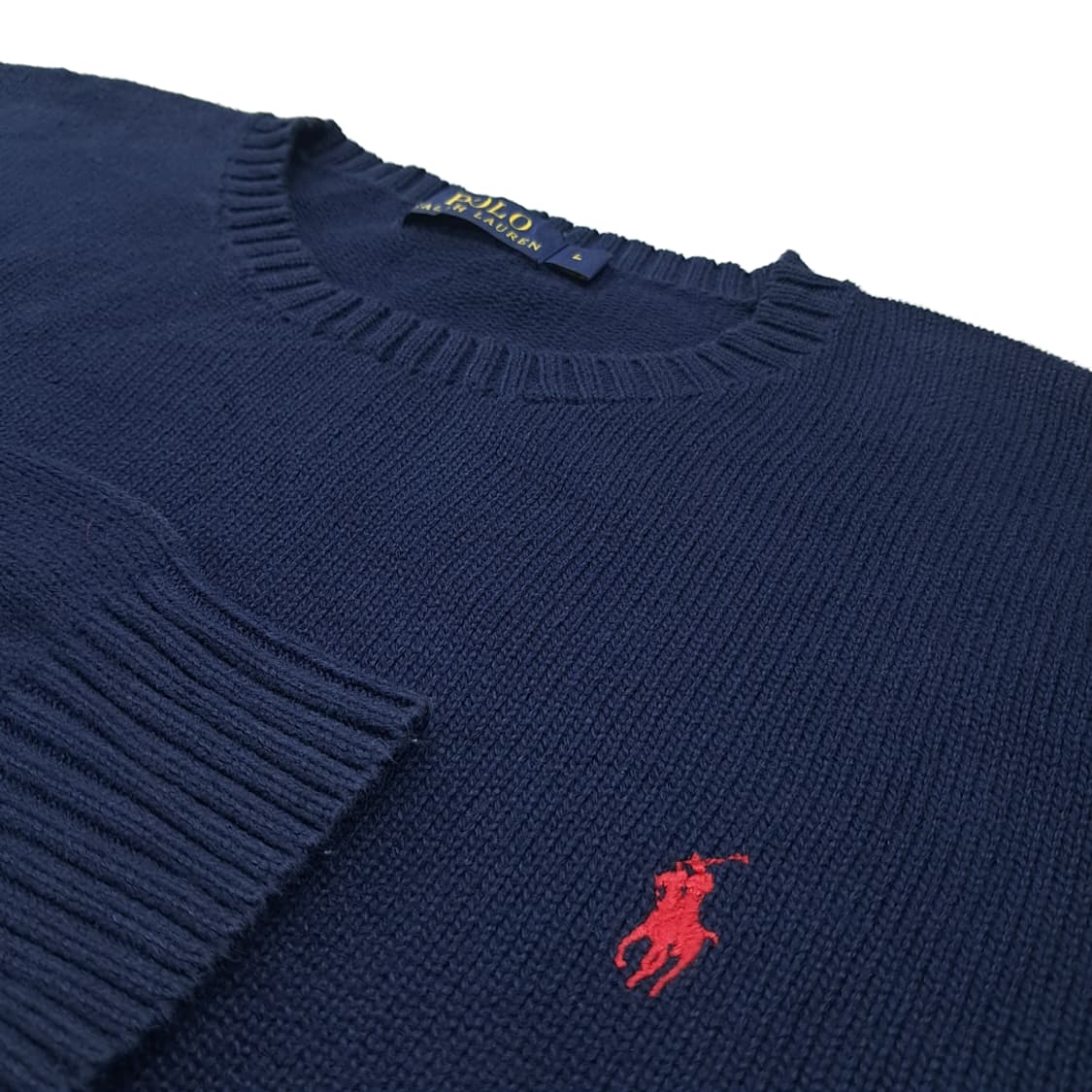 CL435 L 폴로 00s 코튼 레드포니 네이비 니트 스웨터 상품이미지4