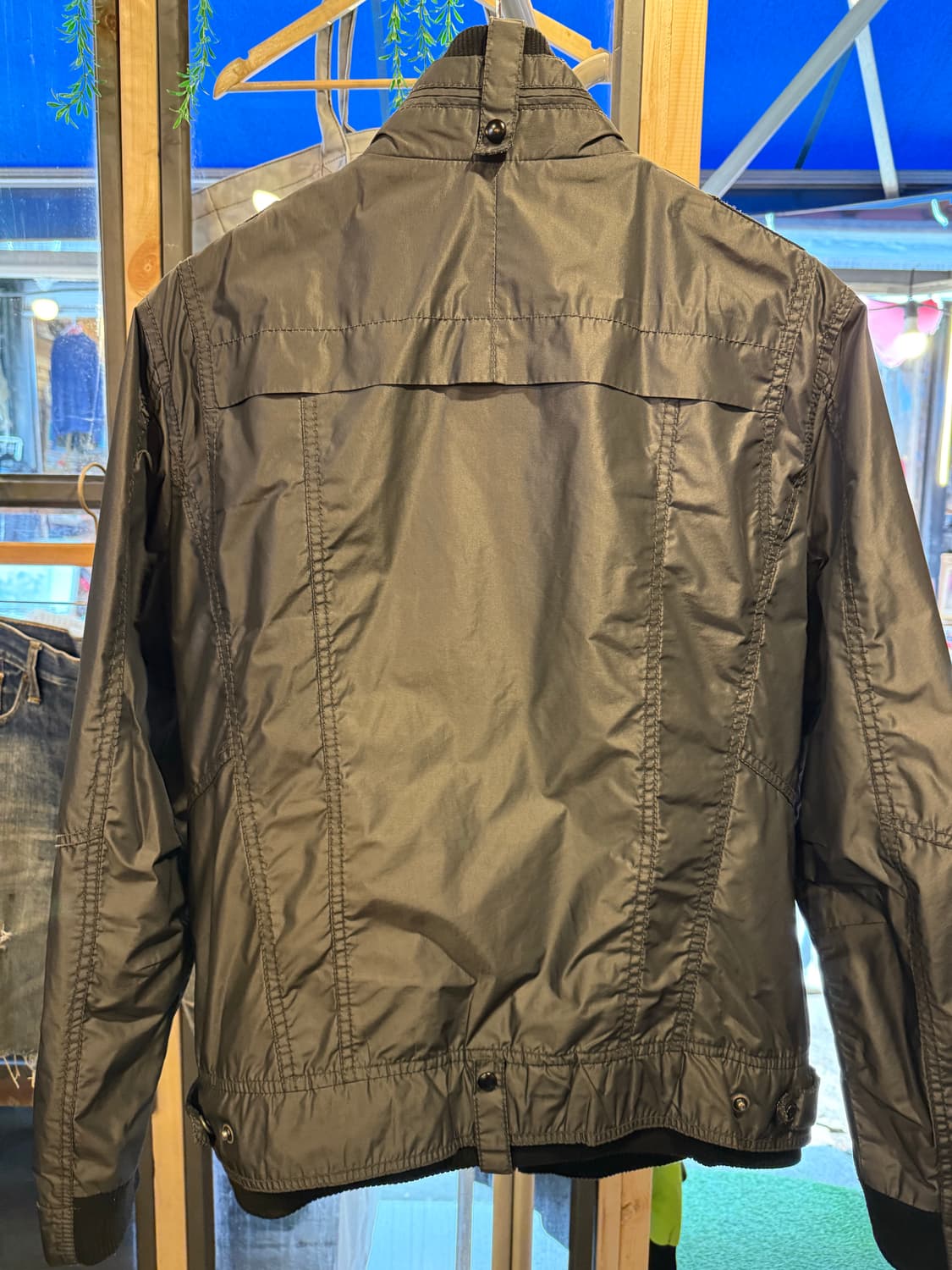 버커루 그레이 나일론 하이넥 라이더 자켓 상품이미지5