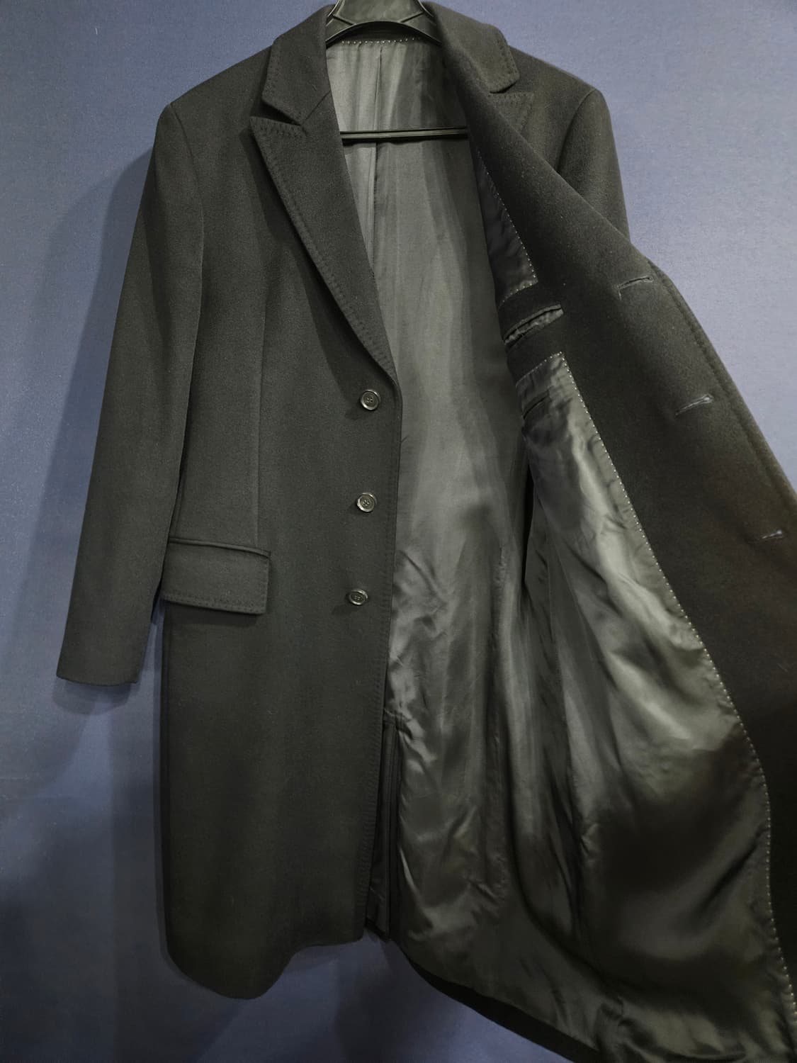 휴고보스 블랙컬러 남성 슬림핏 100 롱코트  상품이미지8