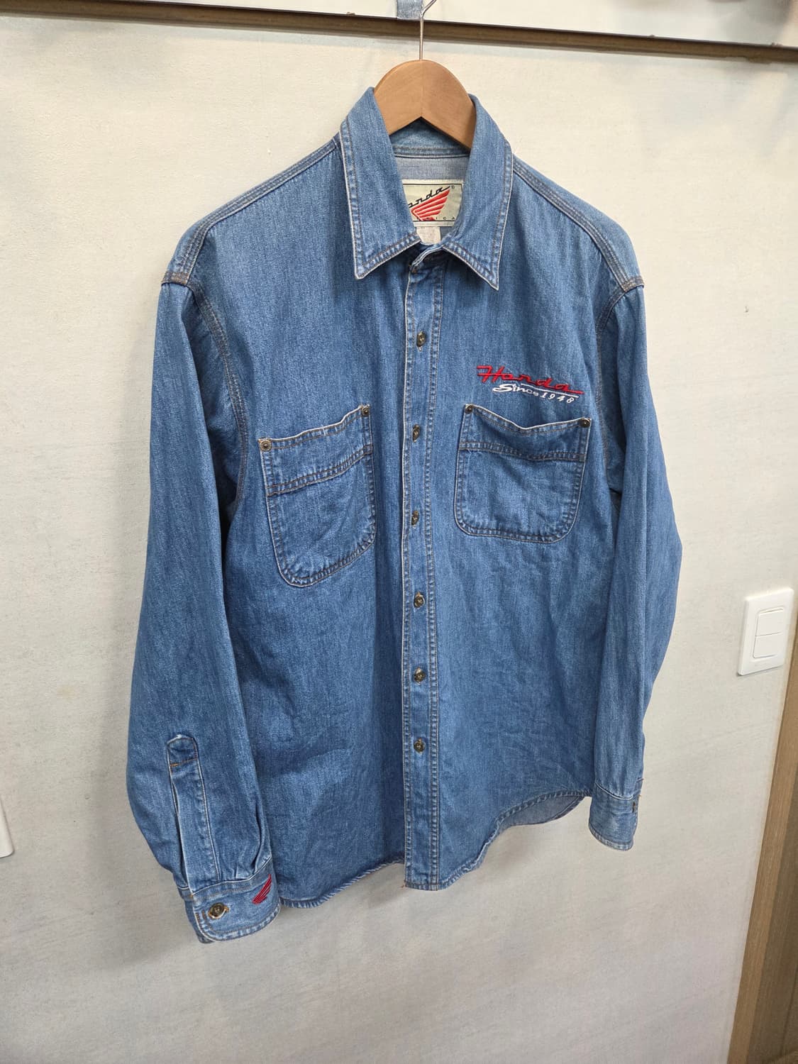 혼다 올드스쿨 빈티지 자수로고 데님셔츠 긴팔 L xl 상품이미지6