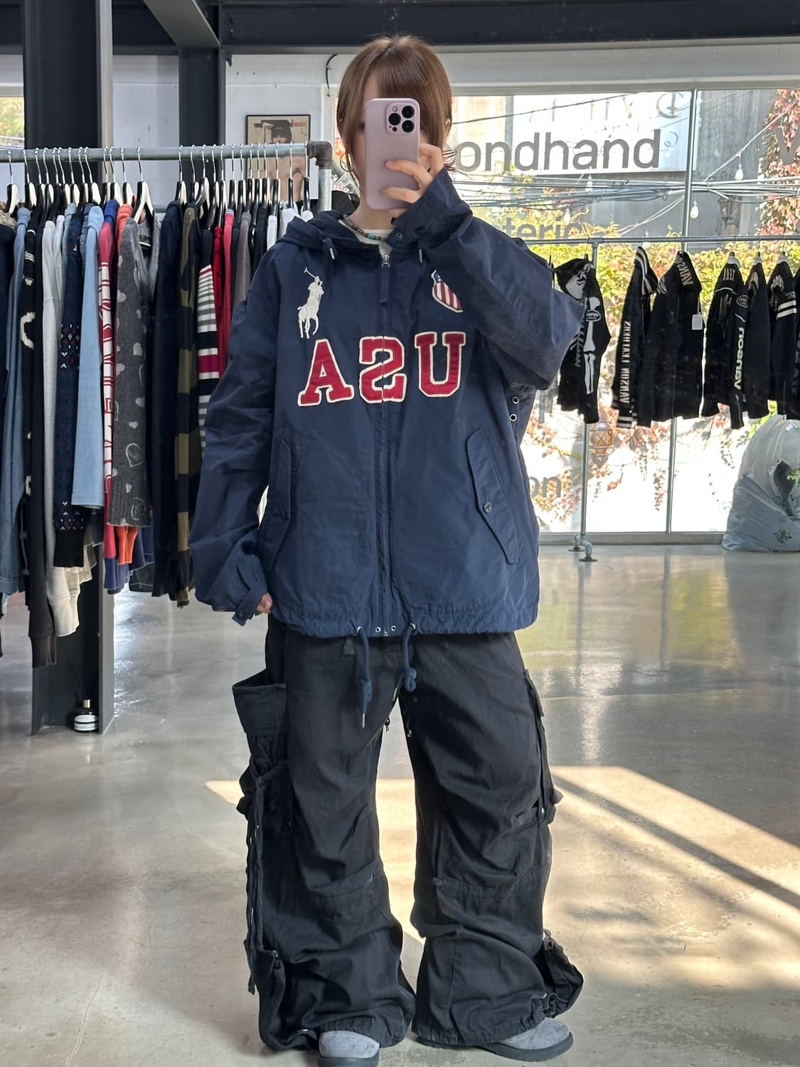 폴로 랄프로렌 USA 빅포니 코튼나일론 컴뱃자켓 네이비 상품이미지3