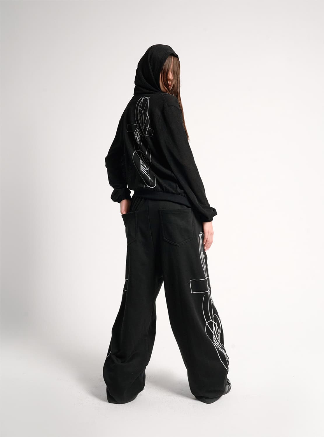 Cross Embroidery Wide Sweatpants 상품이미지5