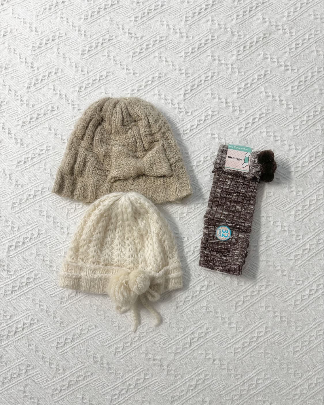 폼폼 리본 코사지 니티드 비니 상품이미지1