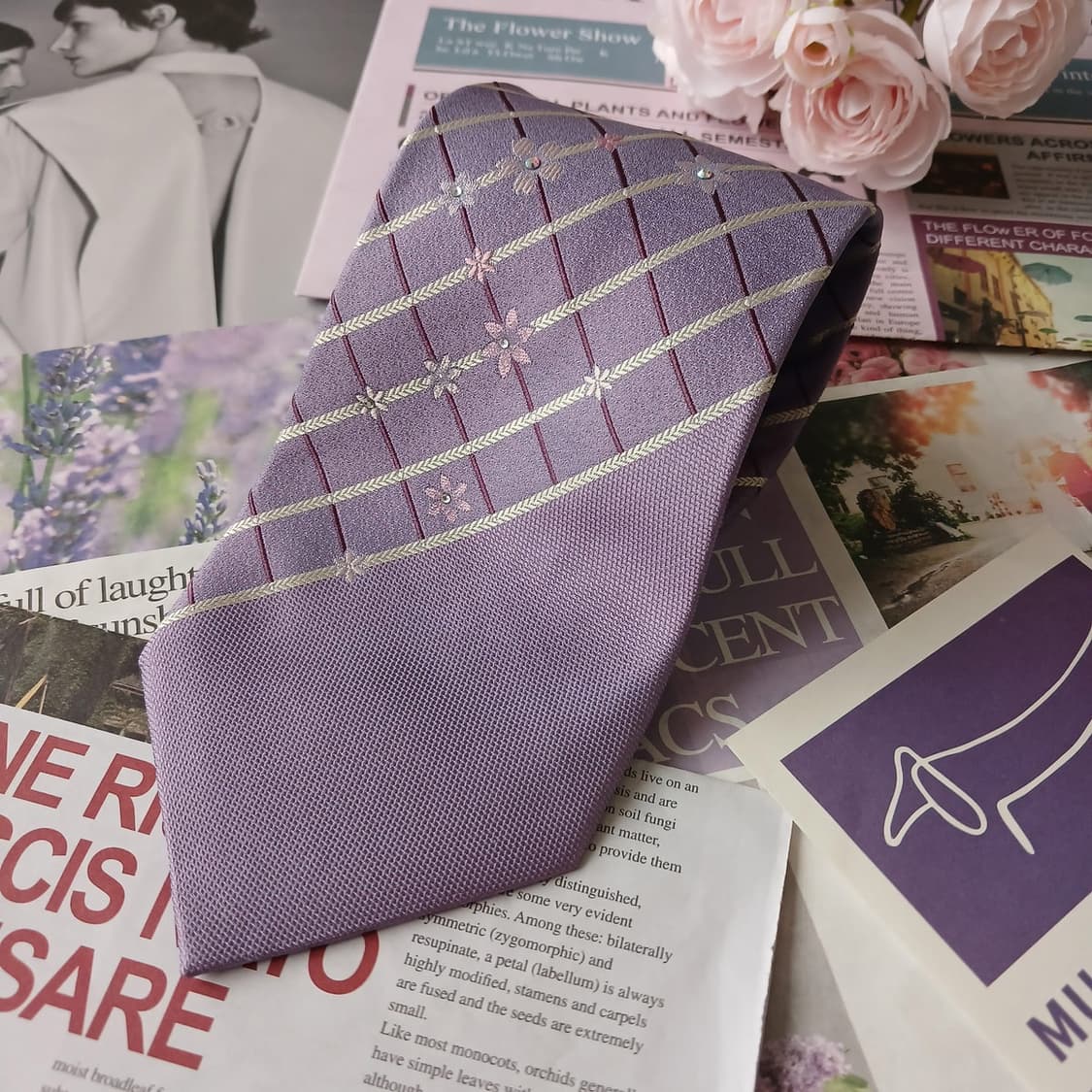 크리지아 실크 바이올렛 패턴 넥타이 9.3cm A등급 A19505
 상품이미지4