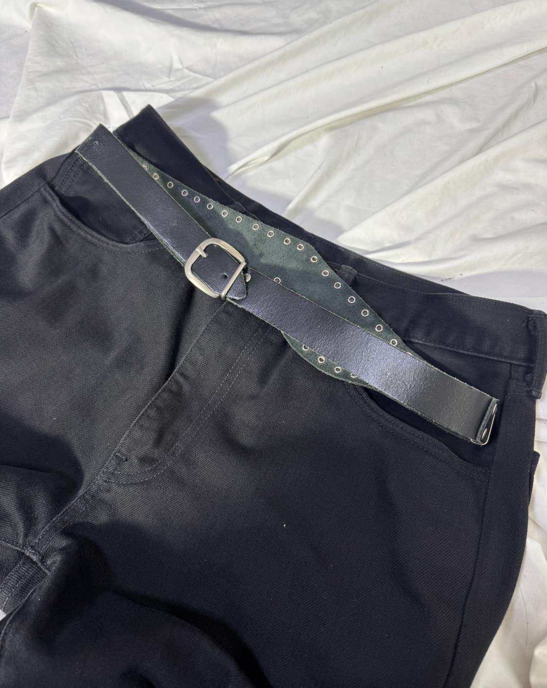 빈티지 크리스탈 스터드 레더 벨트 상품이미지3