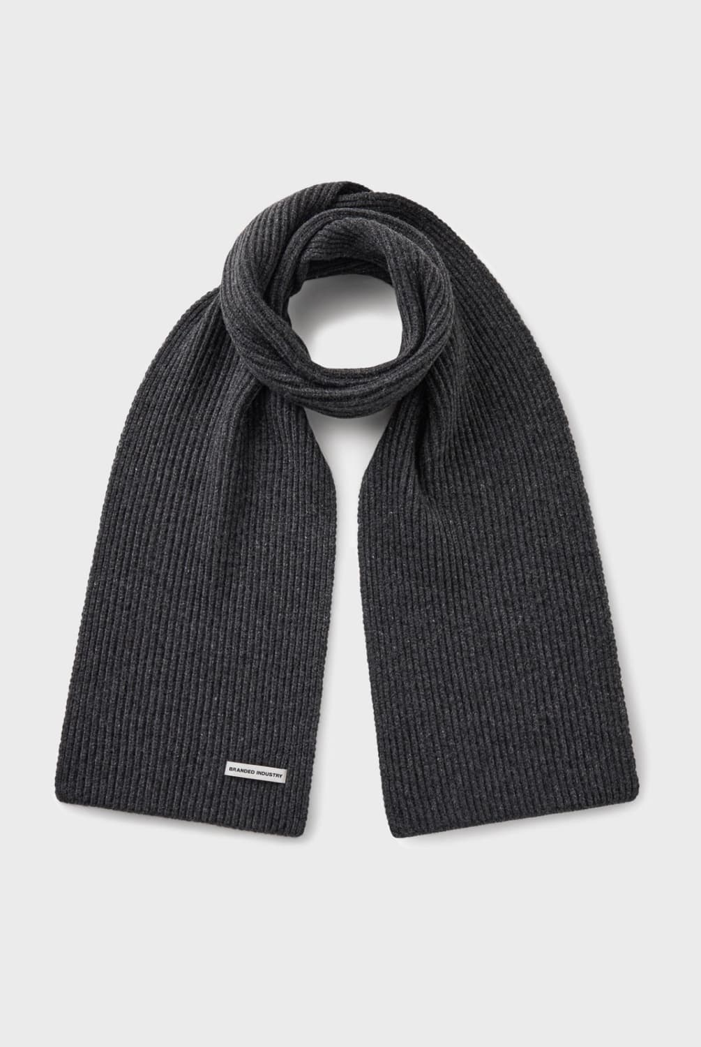 [OS] 브랜디드 리브드 니트 머플러(차콜) 상품이미지1