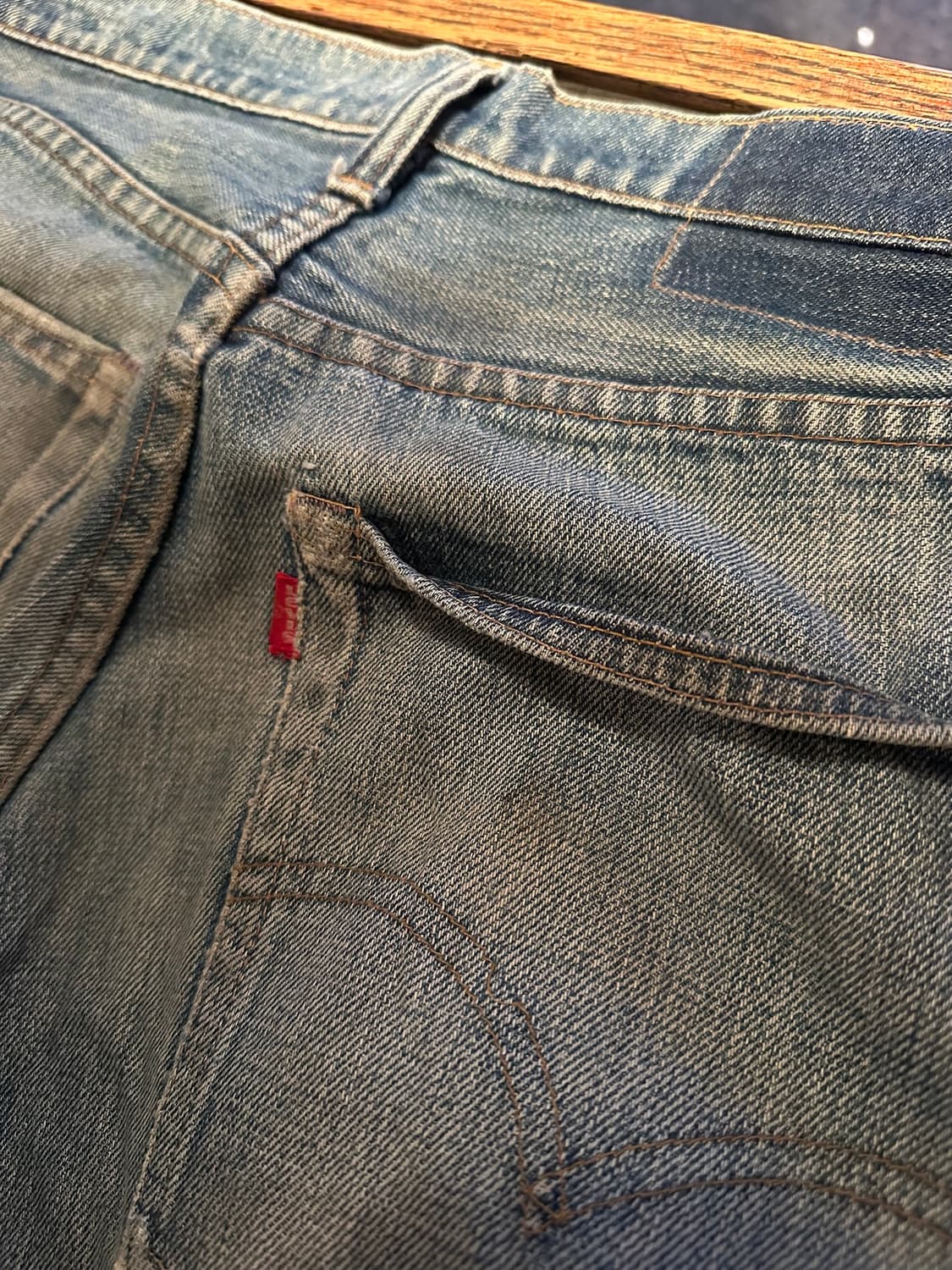 70s USA 빈티지 리바이스 505 66전기 셀비지 데님 팬츠 상품이미지7