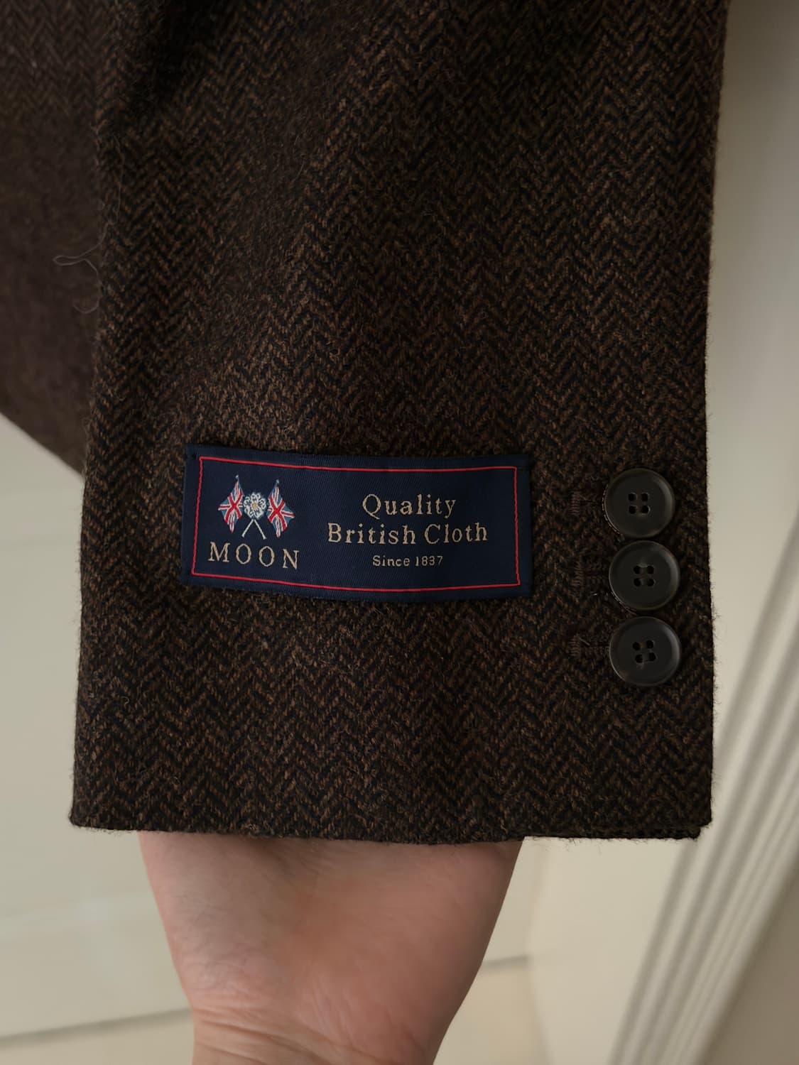 아브라함문 헤링본 메리노울 자켓 - 브라운 S 상품이미지3