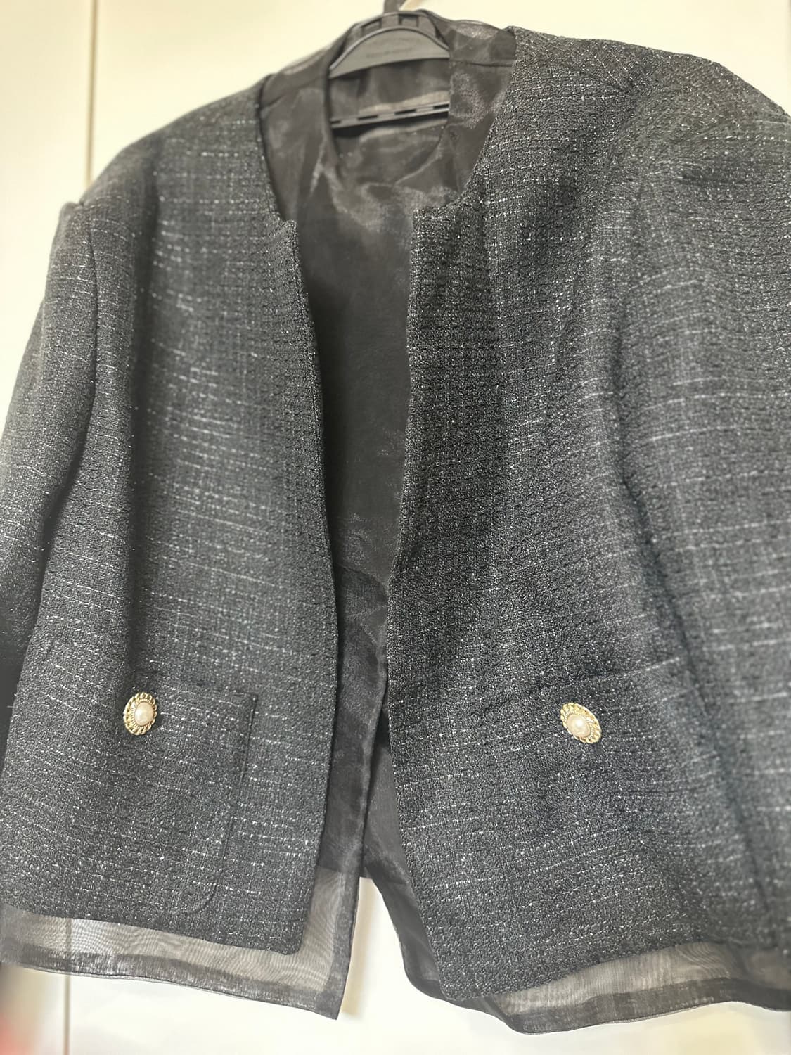 블랙 트위드 오간자노카라 자켓 상품이미지4